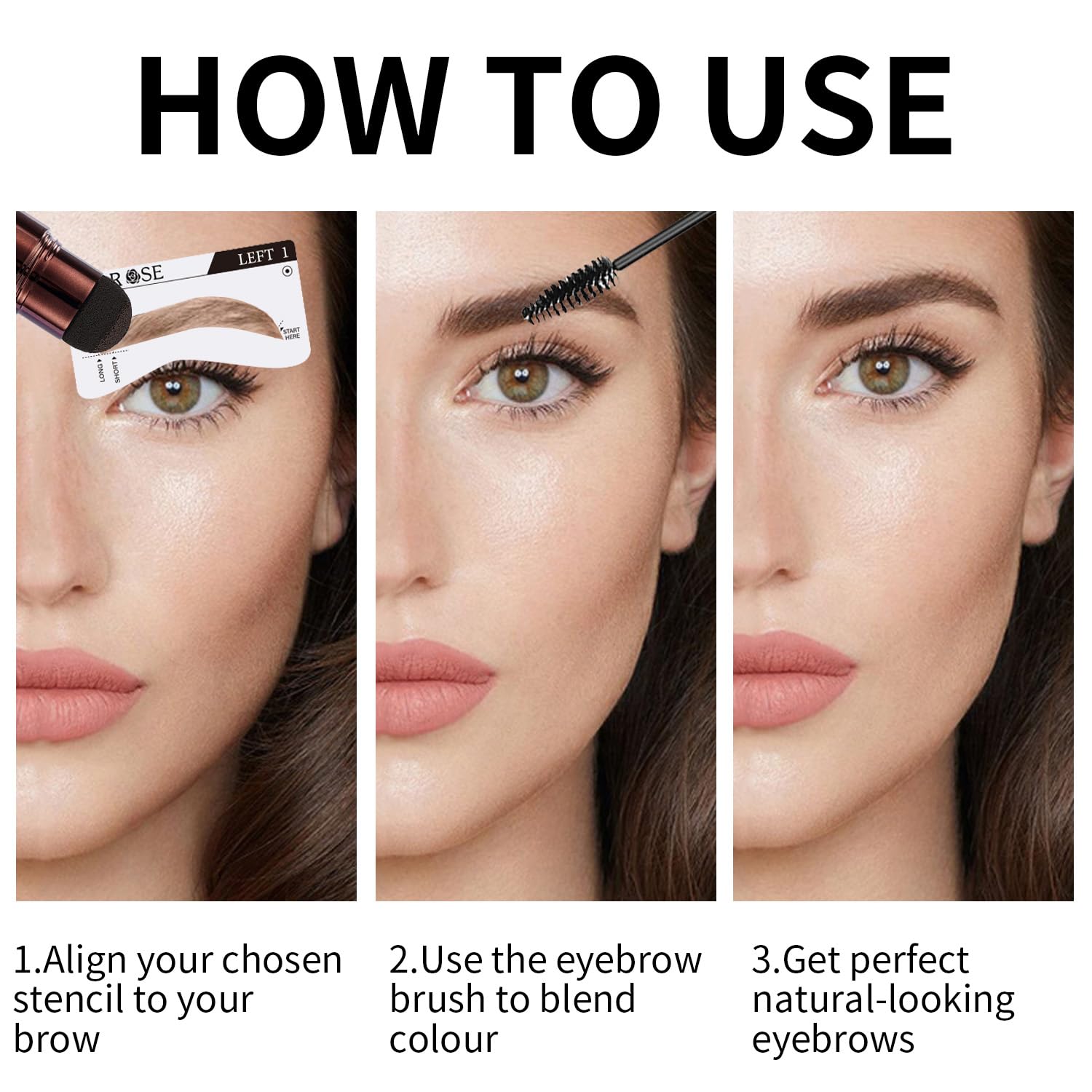 Allrose Eyebrow Stamp - Eyebrow Stencils Perfect Eyebrow Waterproof Eyebrow Stamp Stencil Kit, Eye Brow Stencil Kits Brow Stamp,