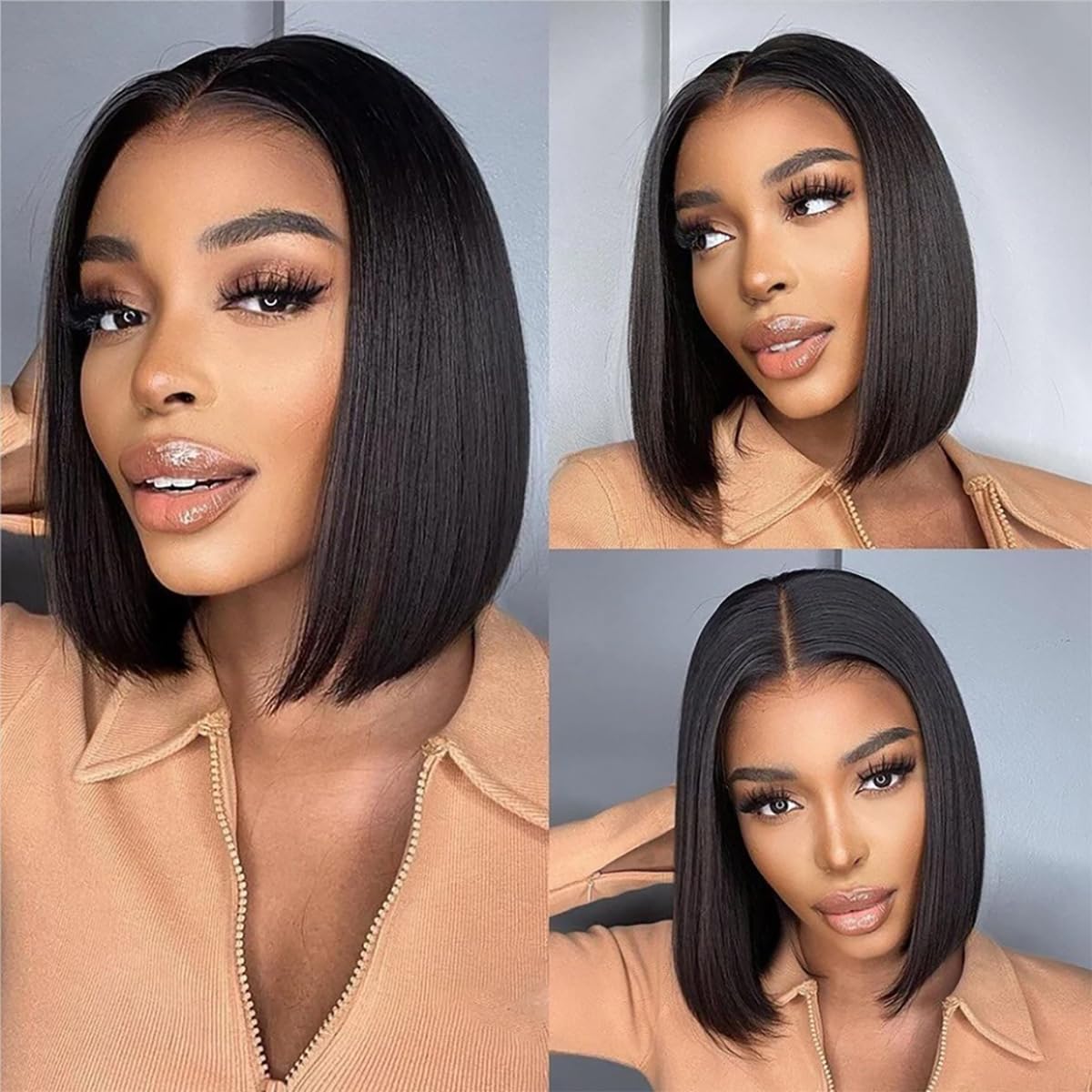 5x5 Bob Wig Human Hair (10 Inch) Straight Closure Bob Wig Human Hair Brazilian Glueless Wigs Human Hair Straight Short Bob Wigs 