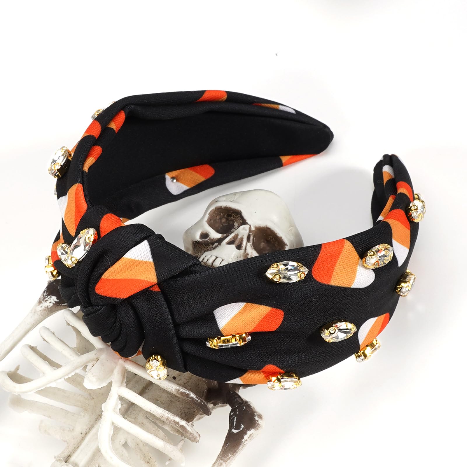 Ardorchid Halloween Headbands for Women Rhinestone Crystal Sparkle Candy Knot Headbands Halloween Outfits Gifts Wide Jeweled Hai