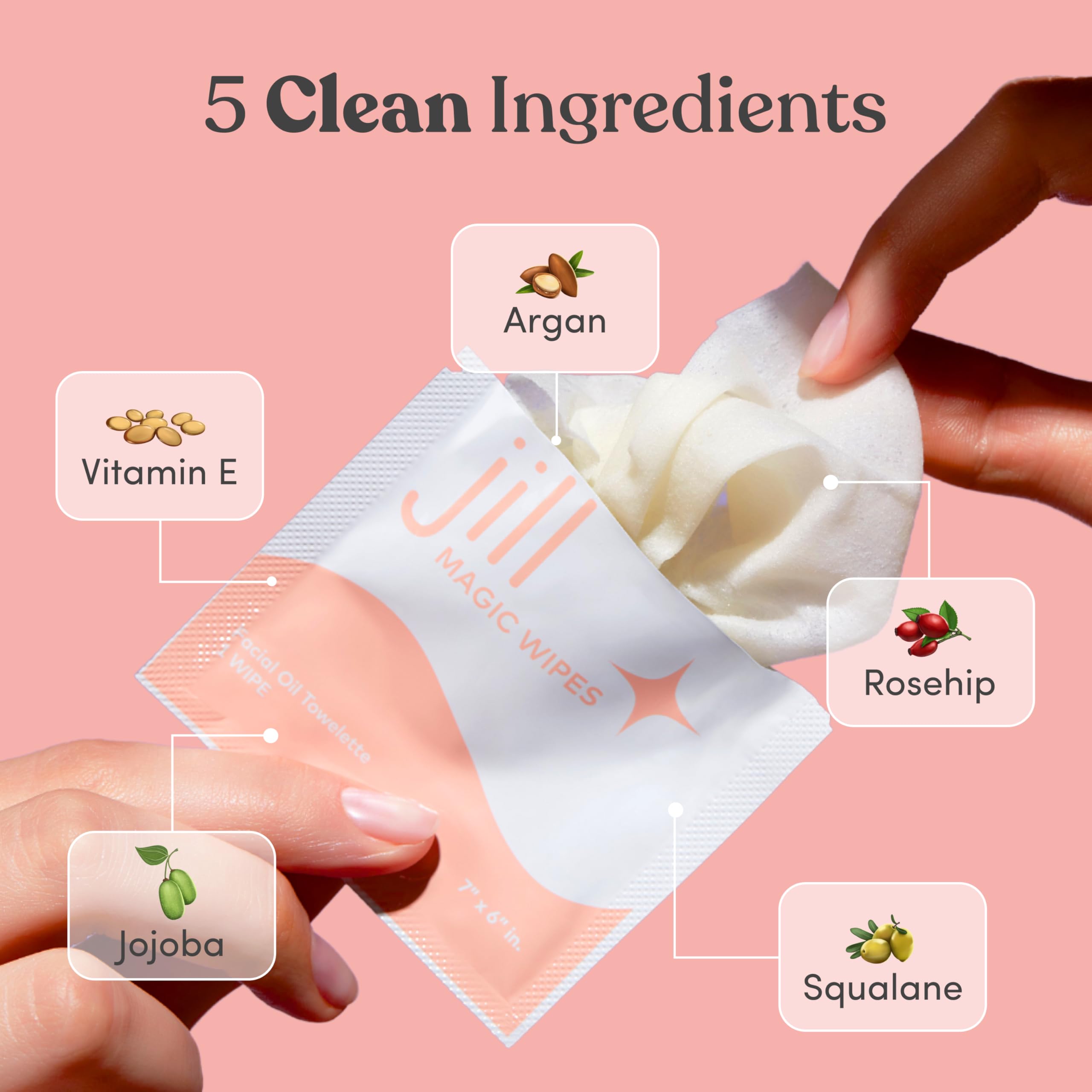 Jill Magic Wipes Pre Shave Dermaplane Oil Wipes For Face 6 Pack | Step 1 To Dermaplane Kit By Jill | Vitamin E, Squalane, Argan