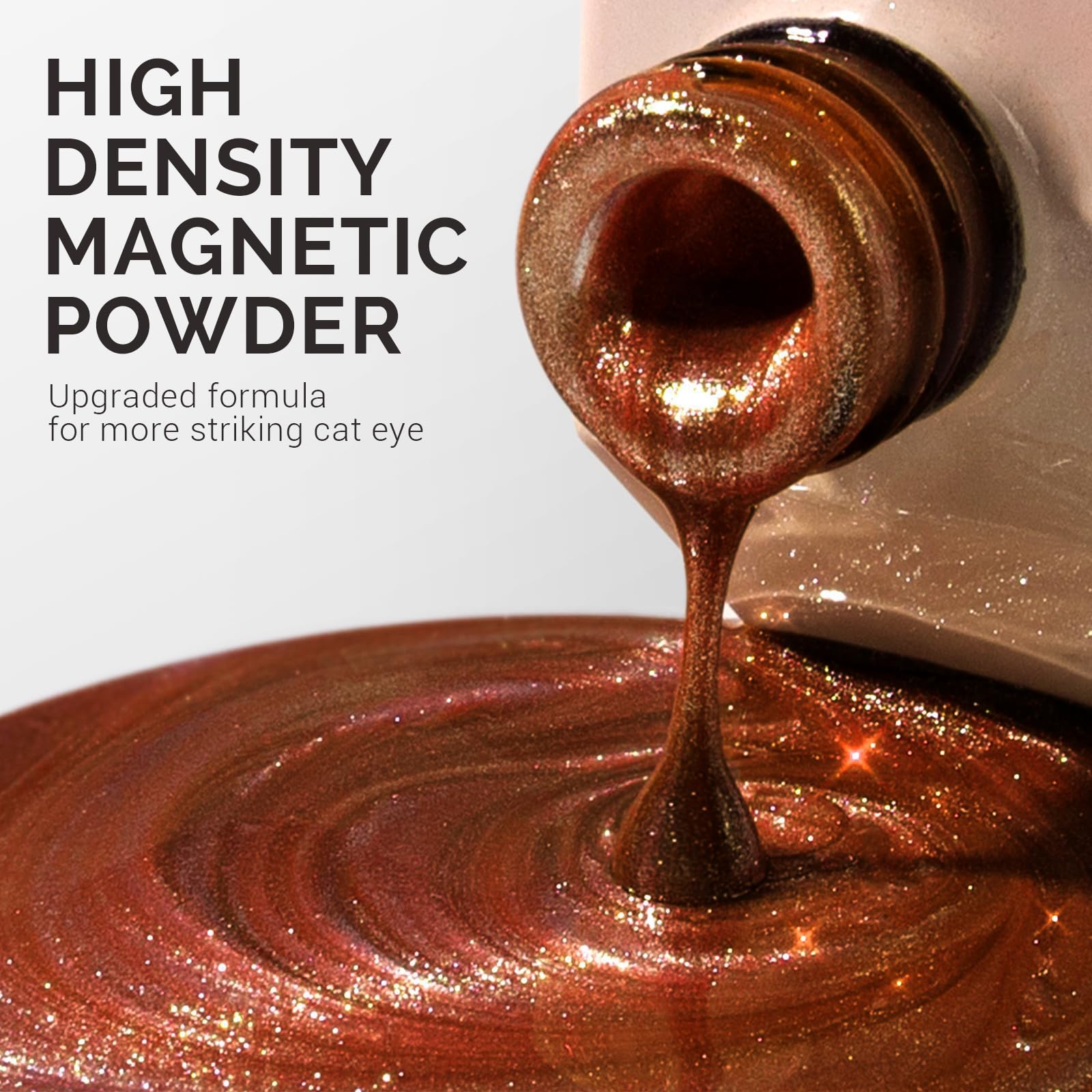 Melodysusie Jeweliver Cat Eye Gel Nail Polish, 0.5 Fl Oz Brown Glitter Holographic Magnetic Nail Polish With Magnet, Uv Nail Pol