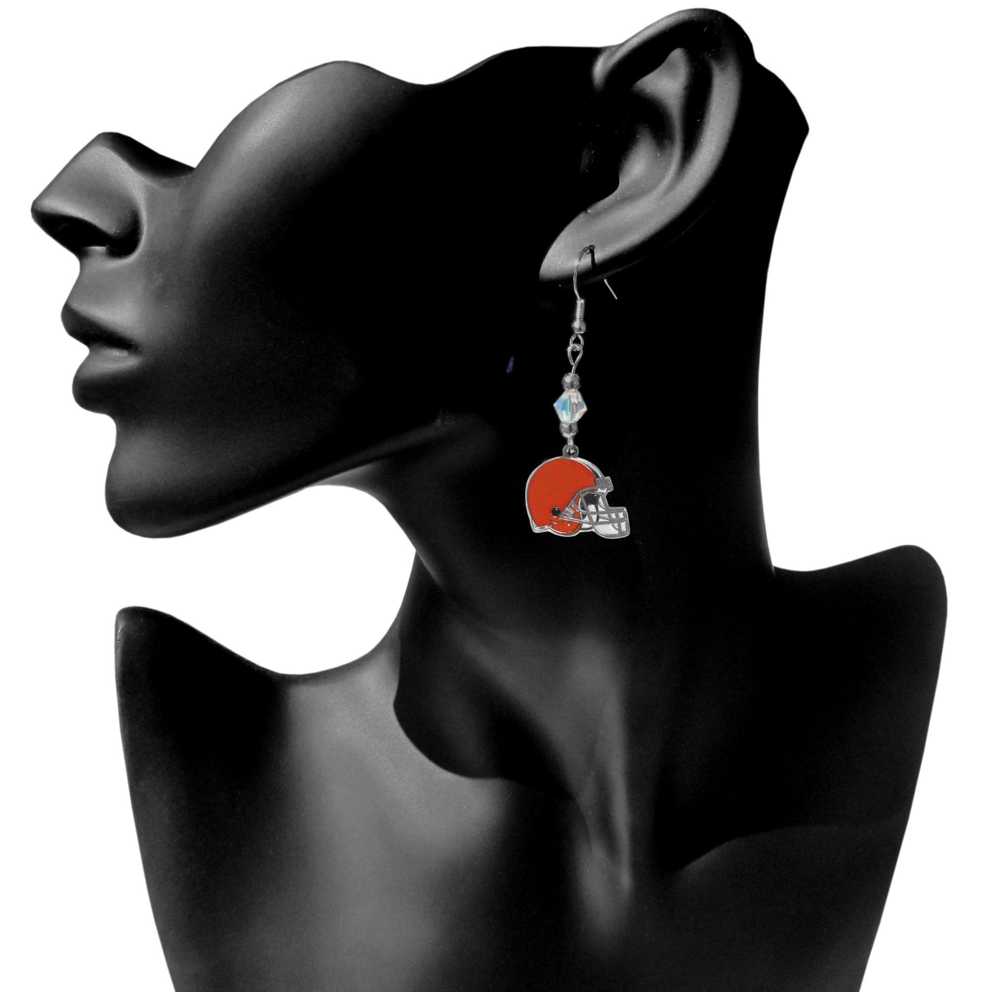 NFL Siskiyou Sports Womens Cleveland Browns Crystal Dangle Earrings One Size Team Color,white