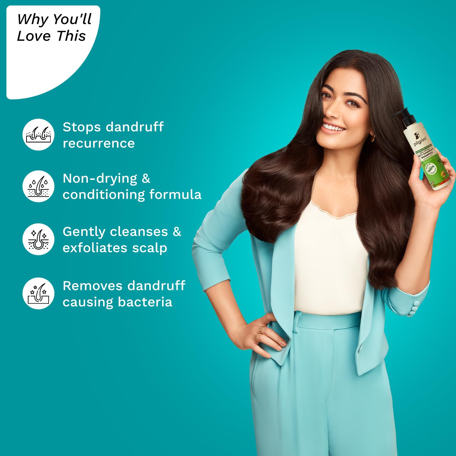 Pilgrim Anti-Dandruff Shampoo with Australian Tea Tree & Salicylic Acid | Non-Drying Itchy Scalp Treatment | Reduces Visible Fla