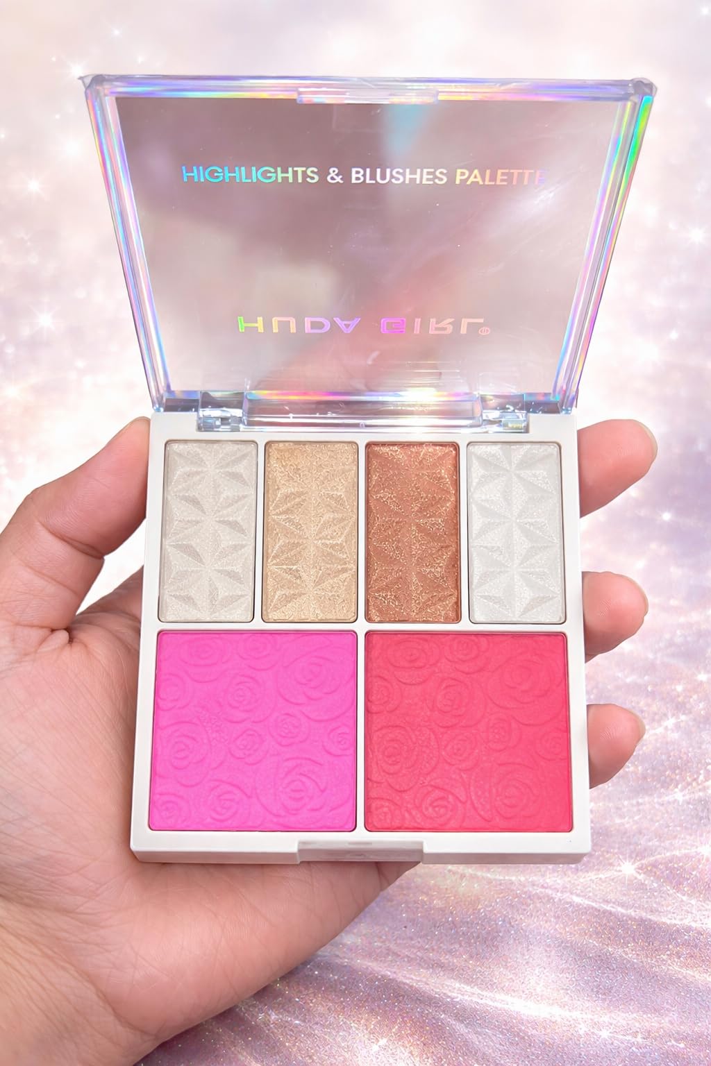 Blusher & Highlighter Palette, 2In1 Face Makeup Kit, Blendable Pigmented Shades, Radiant Glow, Lightweight & Long Lasting For 