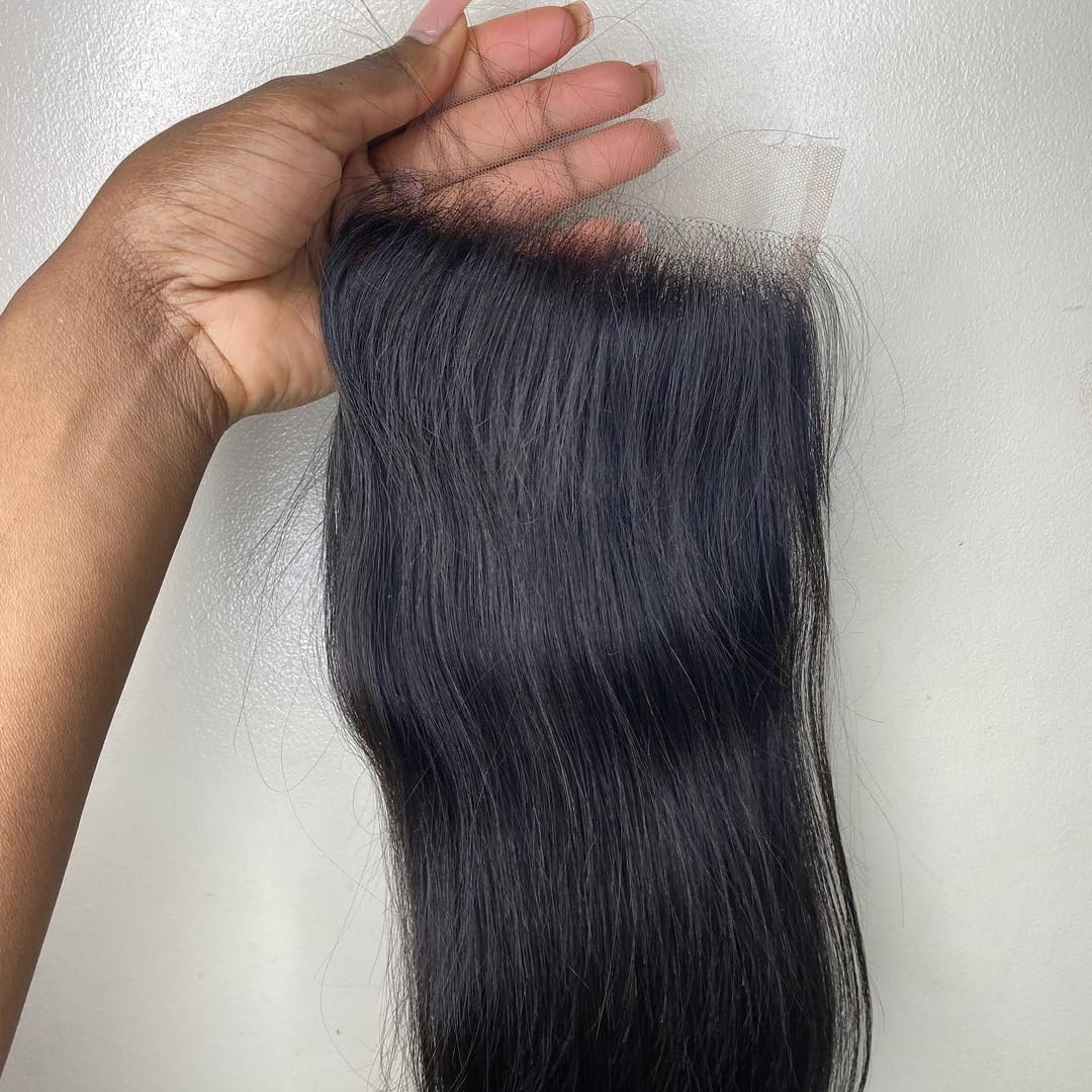 Beeos Skinlike Real Hd Lace Closure, 5X5 Straight Human Hair Closure Pre Plucked Invisible Swiss Lace Closure 0.10Mm Ultra-Thin