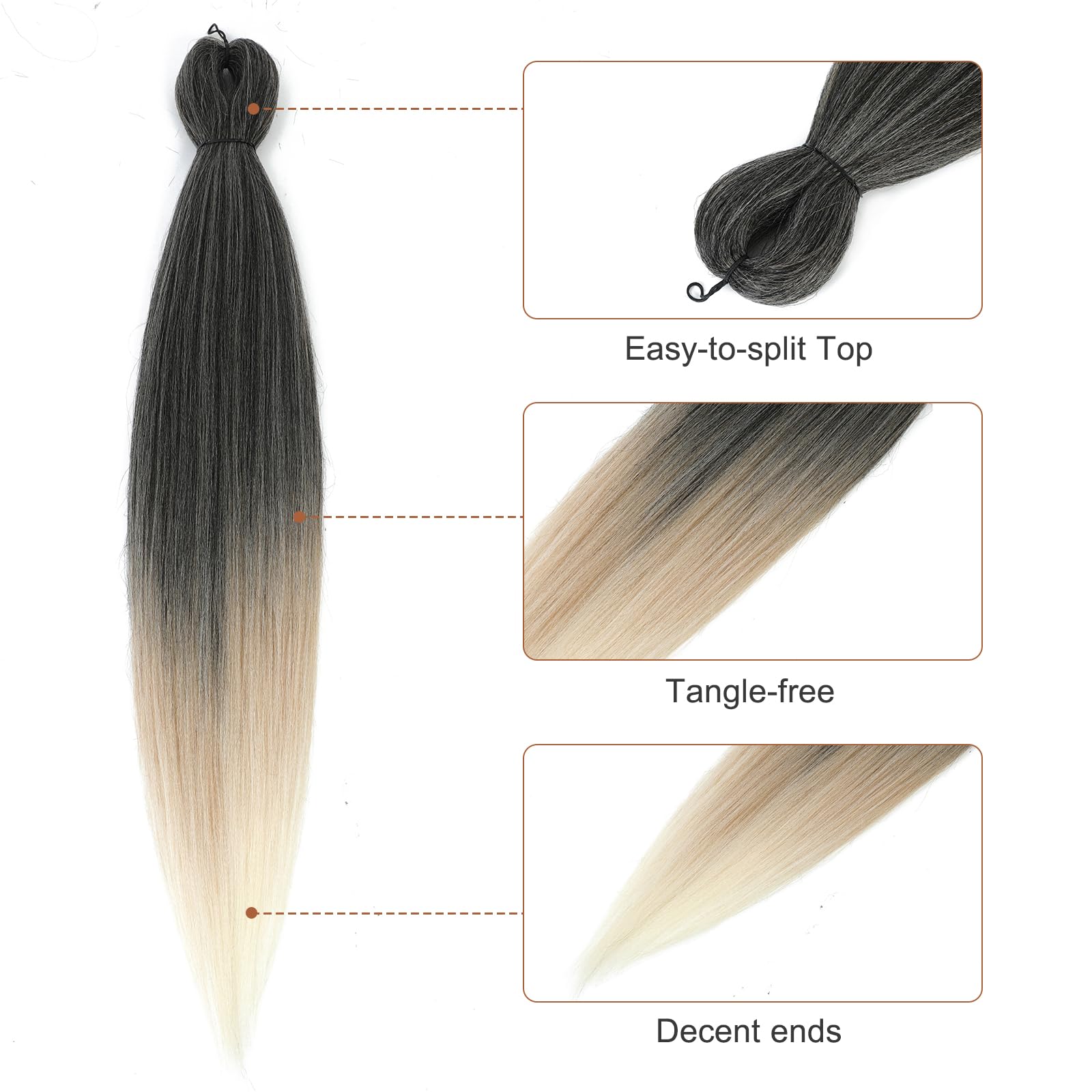 Difunee Pre-Stretched Braiding Hair - 30 Inch 8 Packs Ombre Blonde 3 Tones Braiding Hair For Twist Or Box Braids, Yaki Texture H