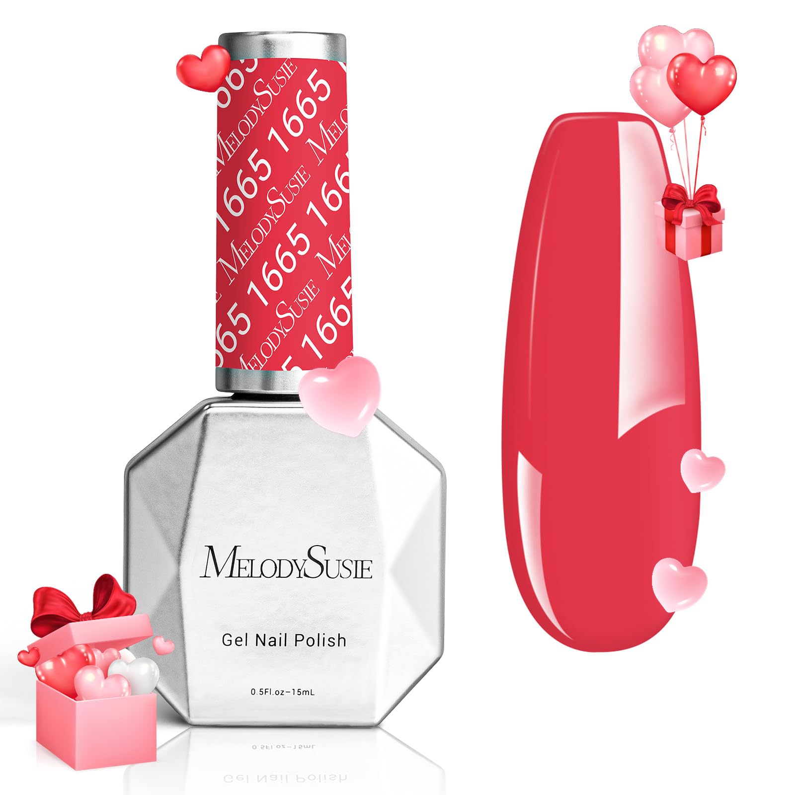 MelodySusie Thick Red Gel Nail Polish,0.5fl oz Raspberry Red Color Soak Off UV LED Red Gel Polish Christmas Gift for Women Nail 