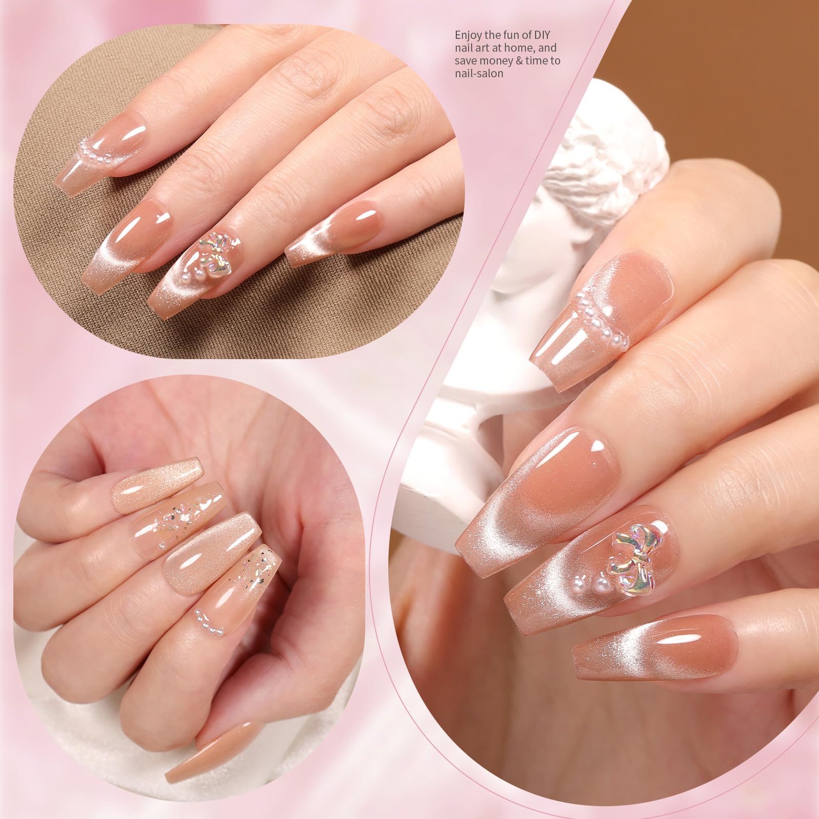 Born Pretty Cateye Jelly Gel Nail Polish Set - Toxic-Free, With Megnetic Kit, Long Lasting, 6Pcs In One Pack