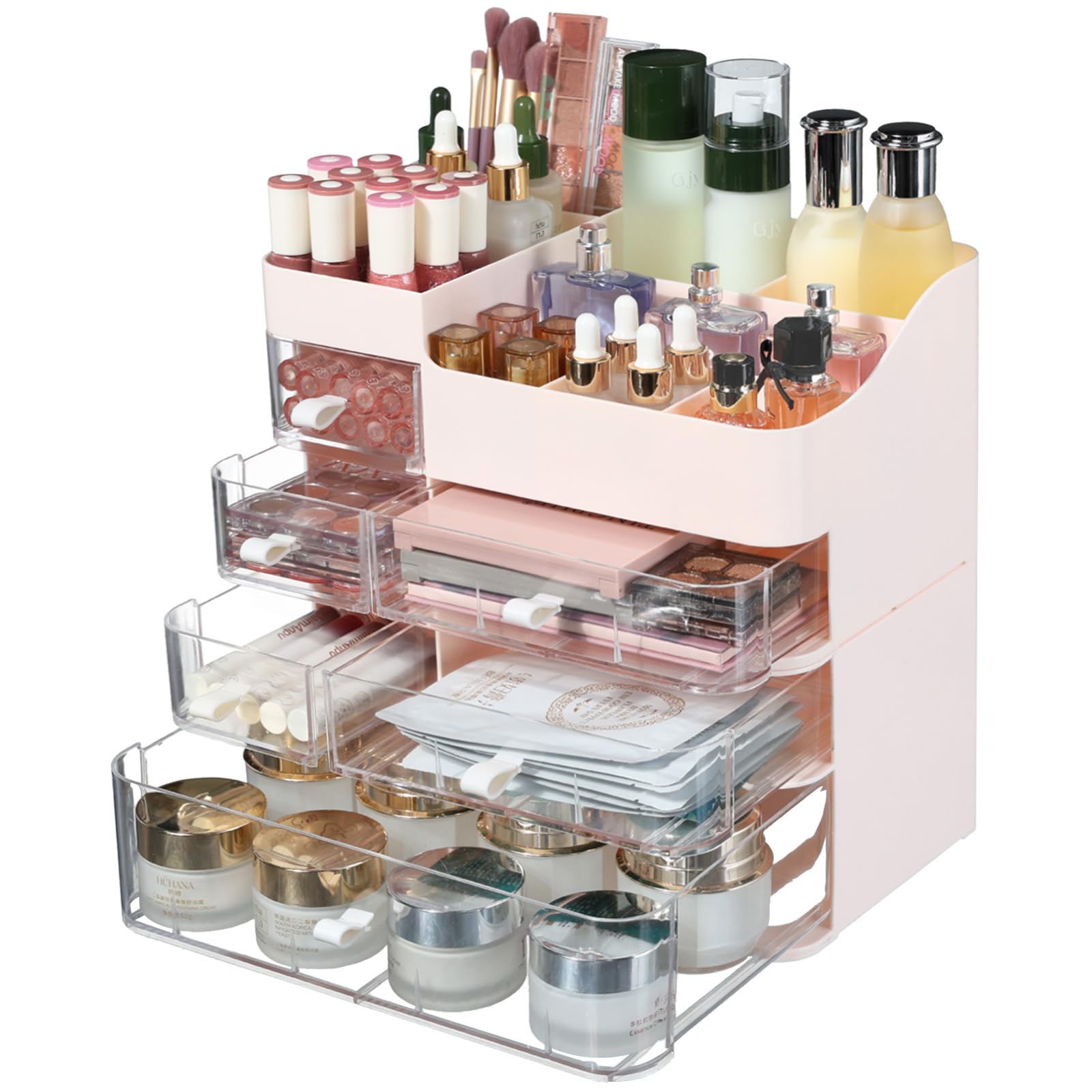 Cq Acrylic Makeup Organizer With 6 Drawers -Plastic Skincare And Cosmetic Storage For Vanity Countertop,Dresser Top Organizer Fo