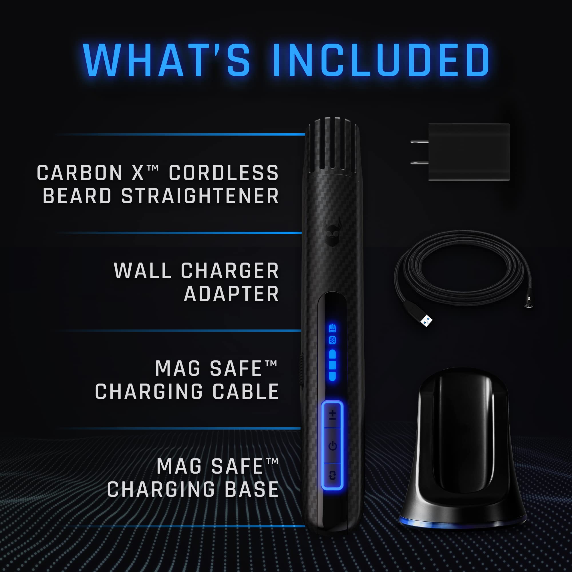 The Beard Struggle Carbon X - Heated Beard Brush + Beard Straightener For Men - Cordless Beard Brush & Straightening Comb - Rech