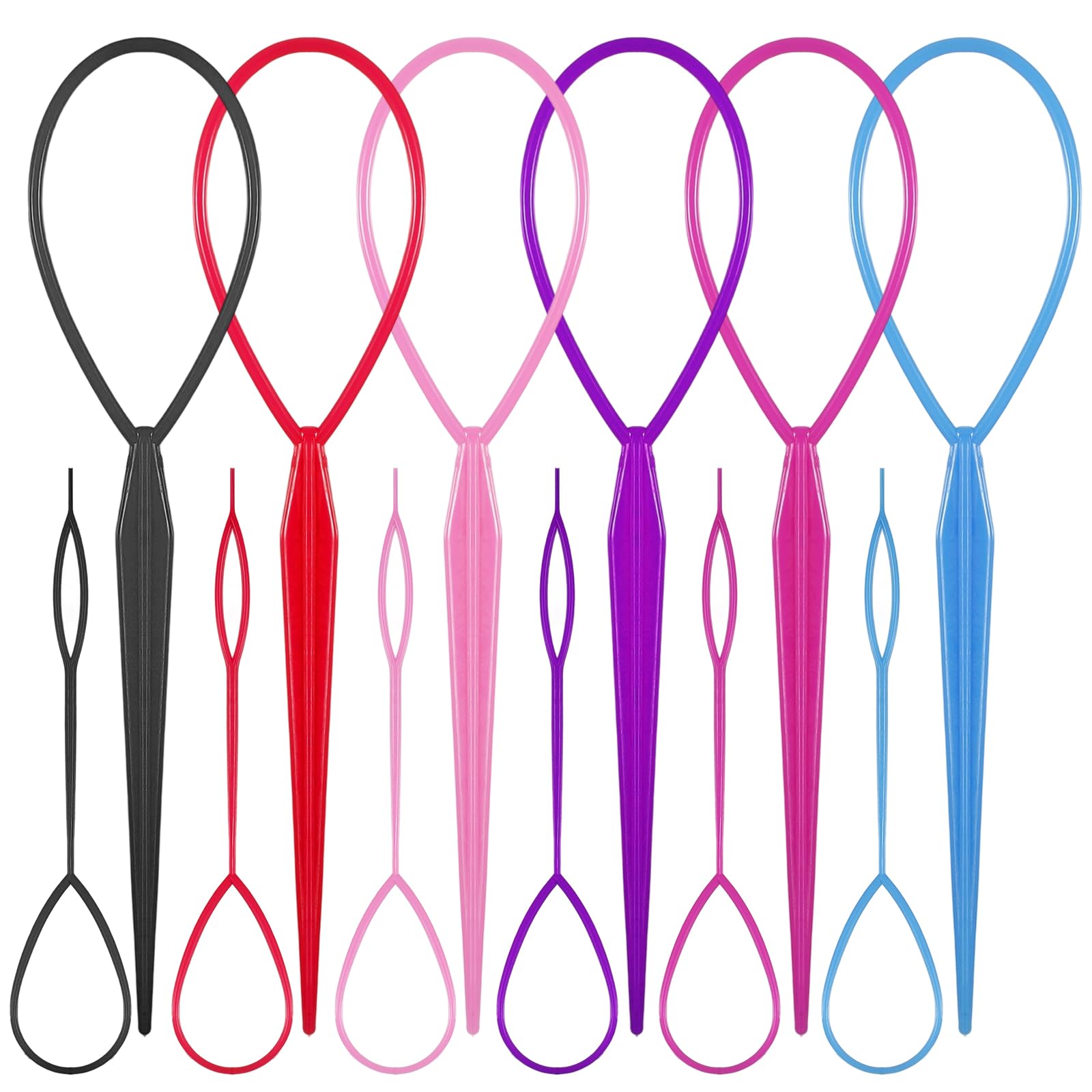 12 Pack Hair Loop Tool Hair Tool Set Ponytail Pull Through Hairs Pull Through Tools in Large and Small French Braid Loop Braidin