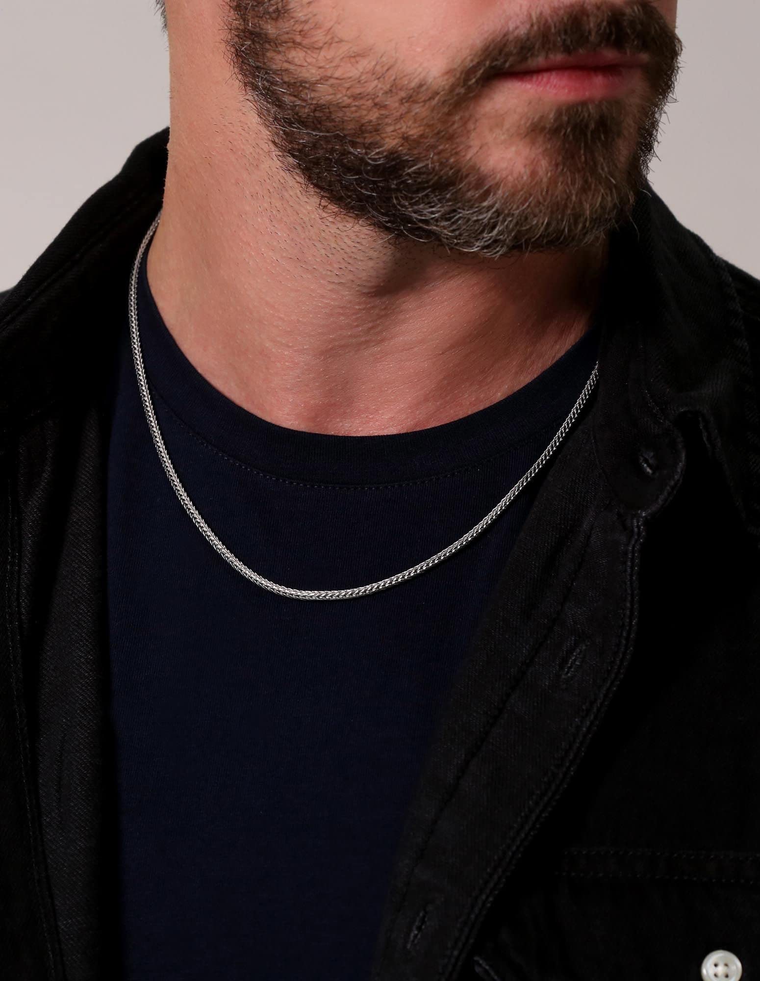 Waitsoul 925 Sterling Silver Square Foxtail Box Chain Lobster Clasp 2mm Silver Franco Chain for Men Women Silver Necklace Chain