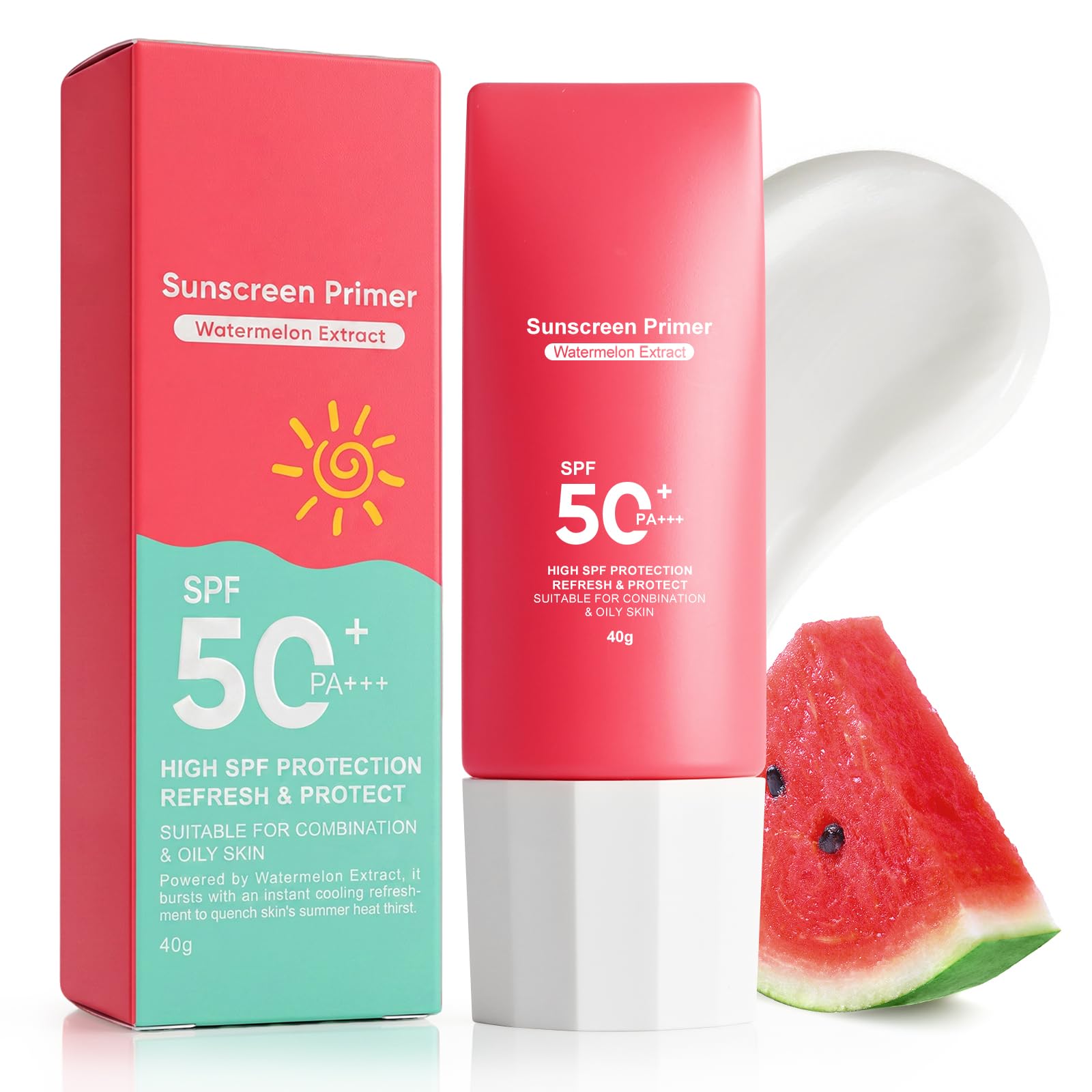 KYDA Watermelon Sunscreen, SPF 50 +++ Face Primer with Hyaluronic Acid
