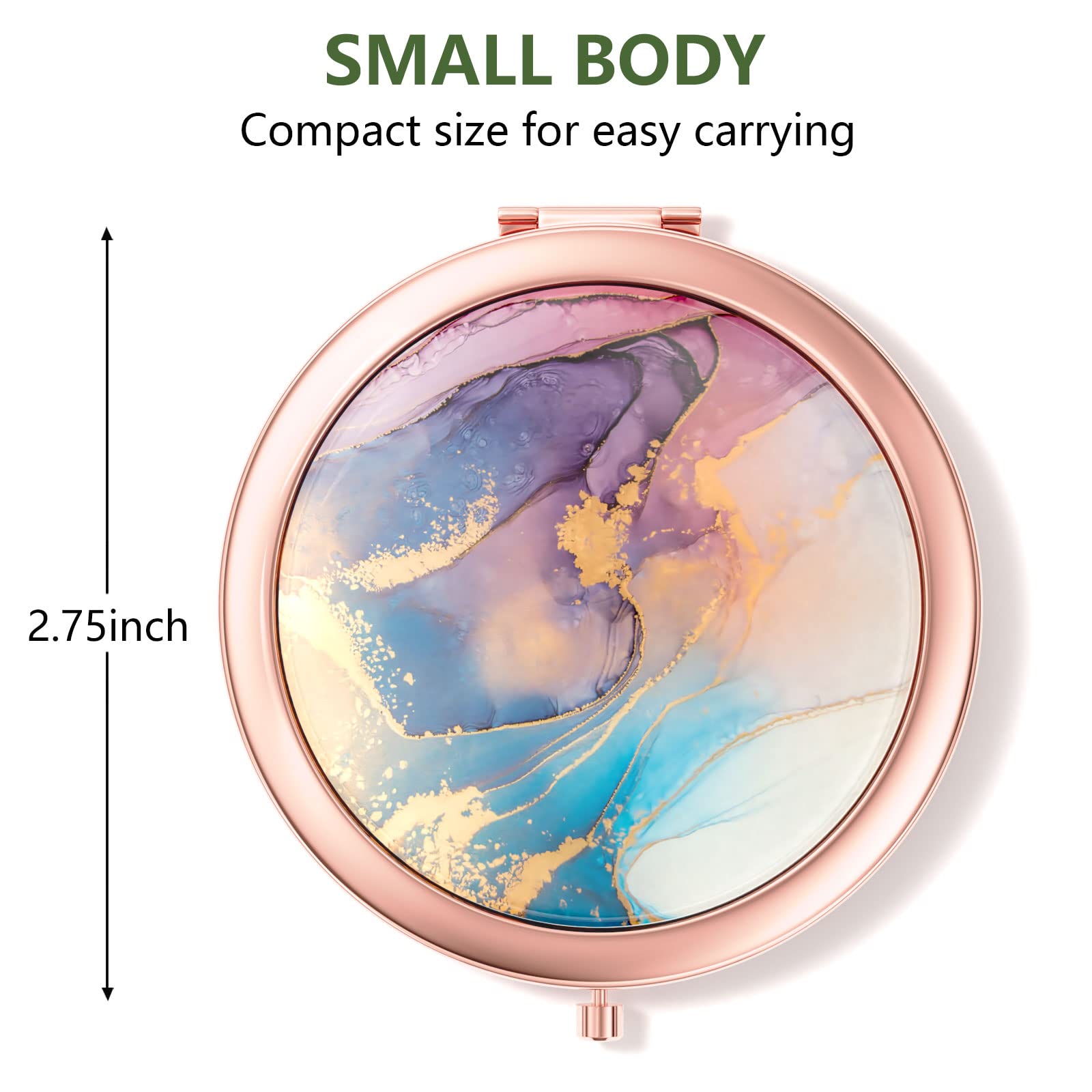 Nipichsha Compact Mirror, Pocket Travel Makeup Mirror, 2-Sided 2X/1X Magnification Mirror, Small Folding Portable Handheld Mirro