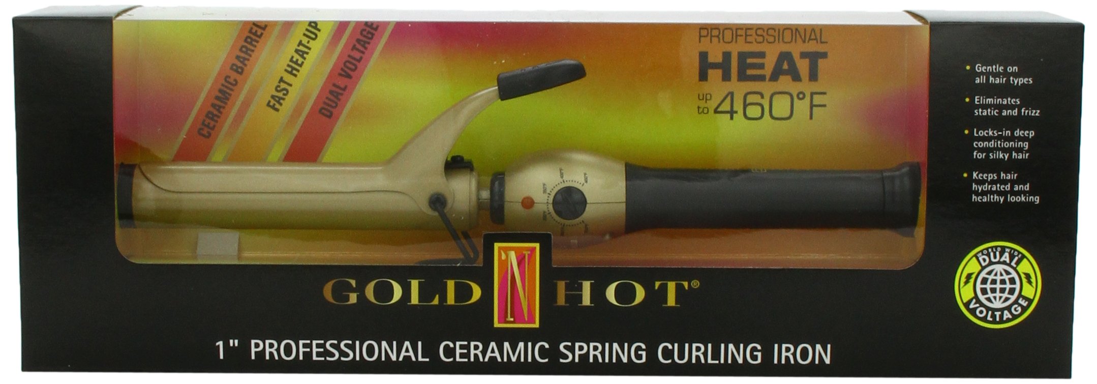 Gold N Hot Professional Ceramic Spring Curling Iron, 1 Inch