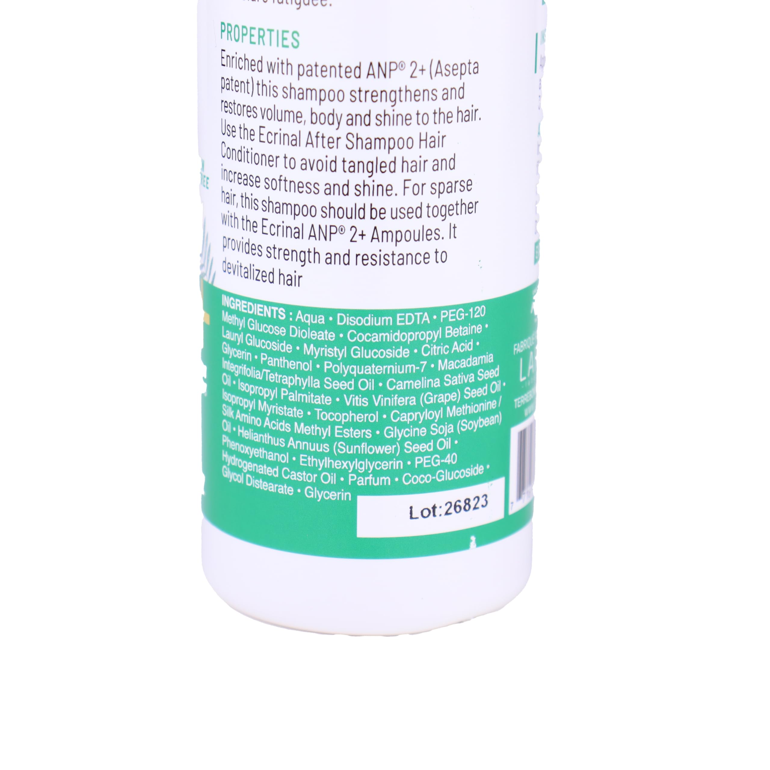 Ecrinal Sulfate-Free Fortifying Shampoo with ANP2+ for Strong, Shiny Hair - Restores Volume, Suppleness, and Resistance to Dull,