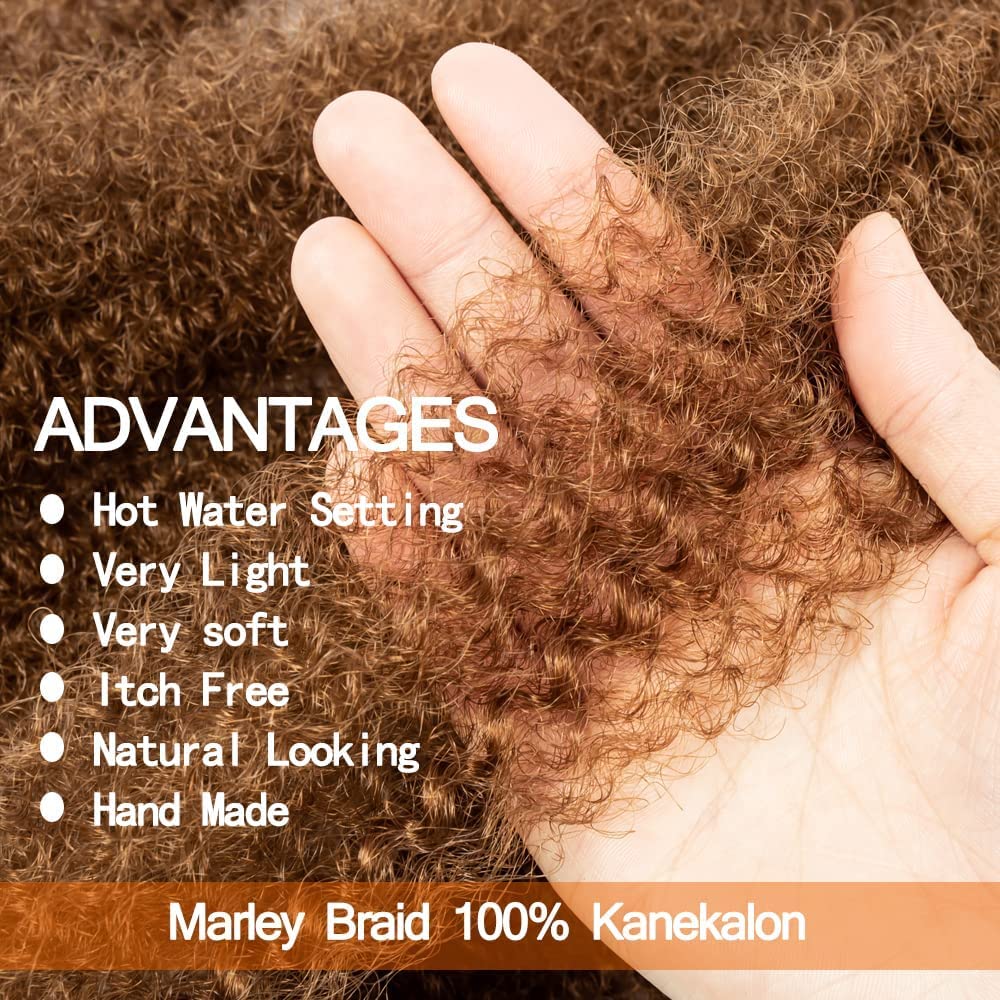 8 Packs Springy Afro Twist Hair 30# 16 inch Pre-Separated Kinky Marley Twist Braiding Hair Soft Synthetic Crochet for Distressed