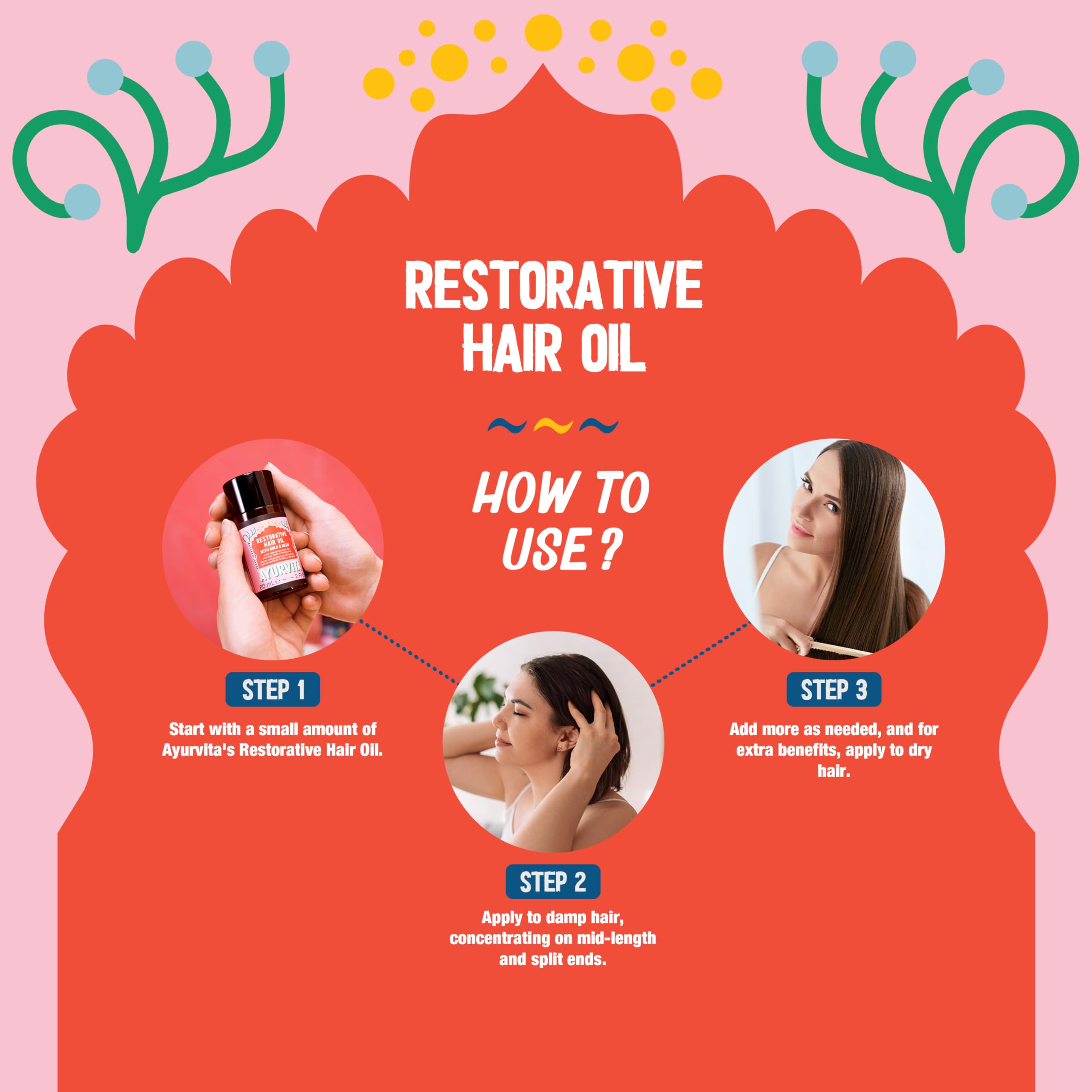 Ayurvita Restorative Hair Oil With Amla & Neem - Rejuvenating And Brightening - Nutrient-Rich Treatment For Dry Hair And Scalp -