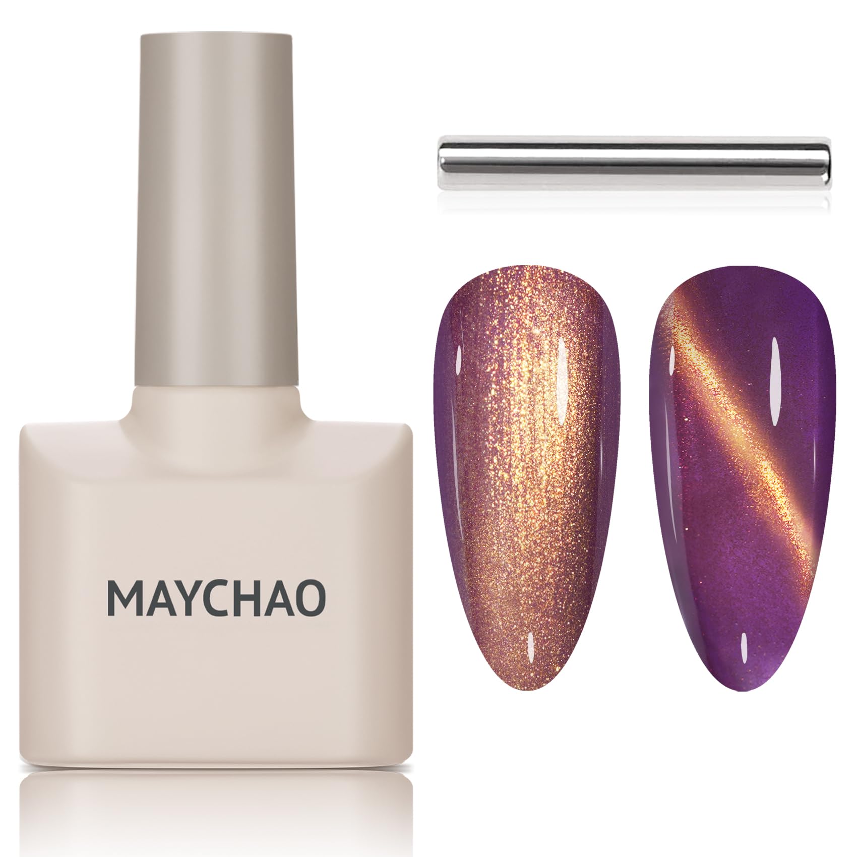 Maychao 15Ml Cat Eye Gel Nail Polish 1Pc Medium Purple Gel Polish With Magnet Soak Off Holographic Magnetic Nail Polish For Nail