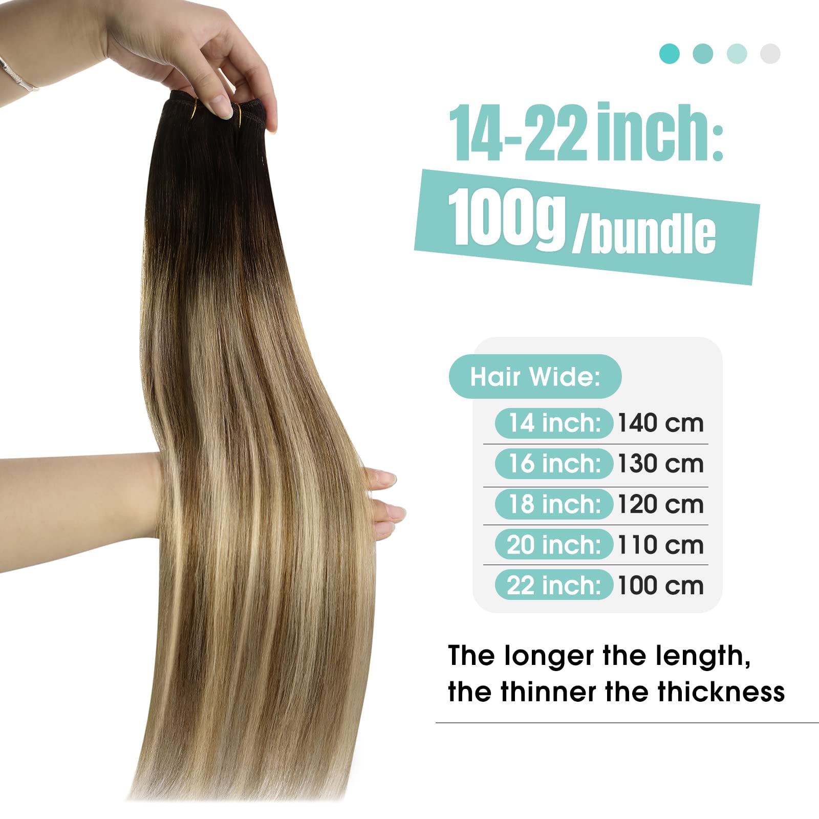 Youngsee 125G Sew In Extensions Brown Balayage Sew In Hair Extensions Balayage Darkest Brown With Medium Brown To Blonde Weft Ha