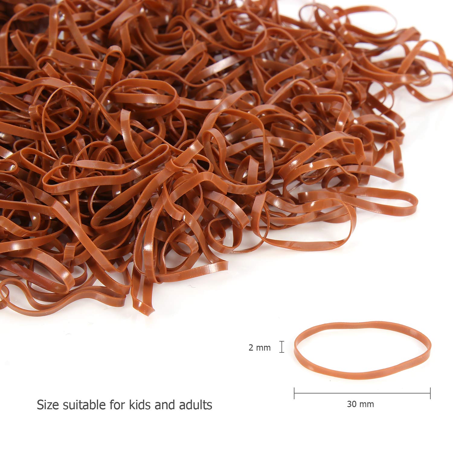 Hoyols Hair Elastic Ties Mini Soft Rubber Bands Ponytail Polyband Braid Holder For Kids Baby Girl 1000 Piece Pack (Caramel) Tpr