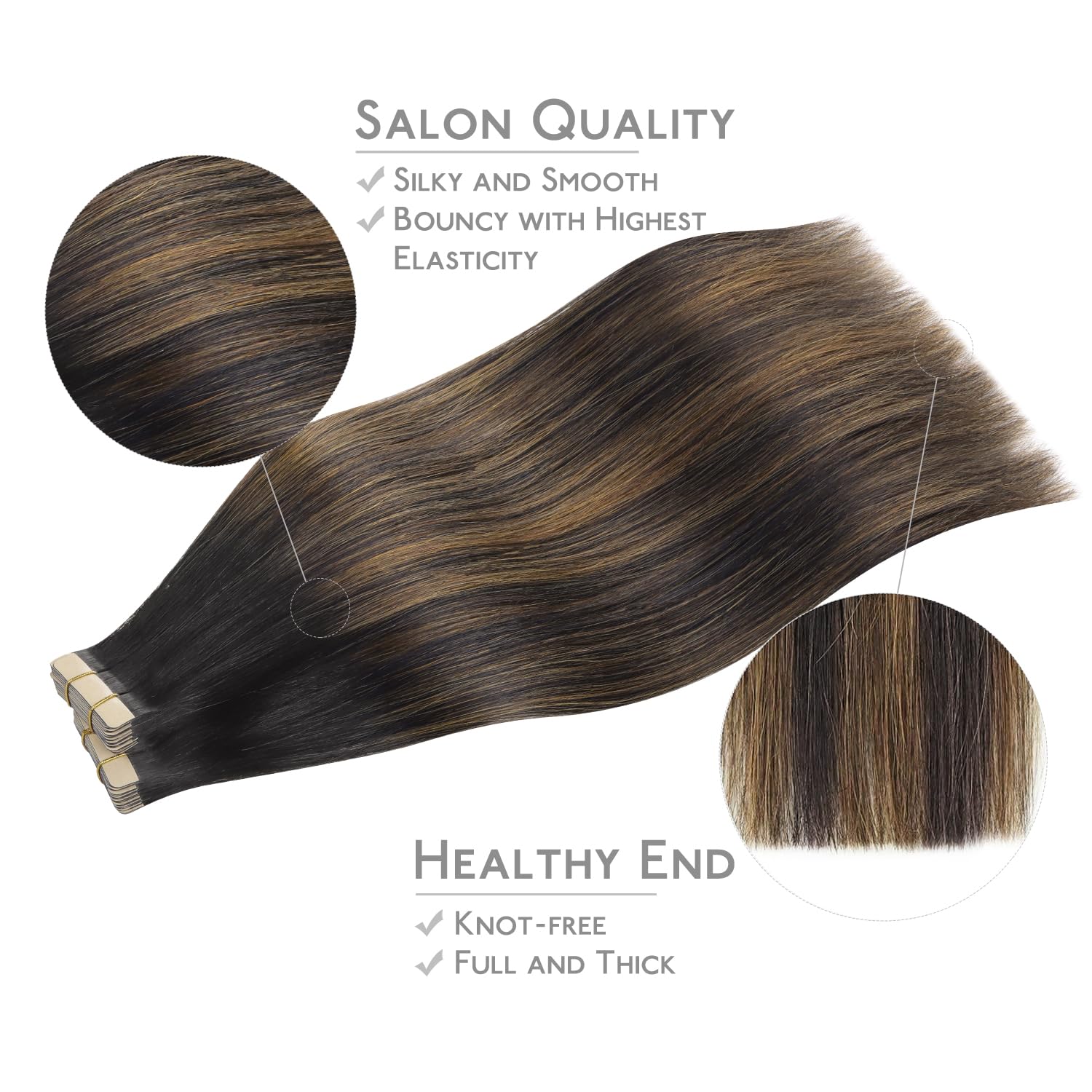 Wennalife Tape In Hair Extensions Human Hair, 40Pcs 80G 12 Inch Balayage Natural Black To Chestnut Brown Hair Extensions Real Hu