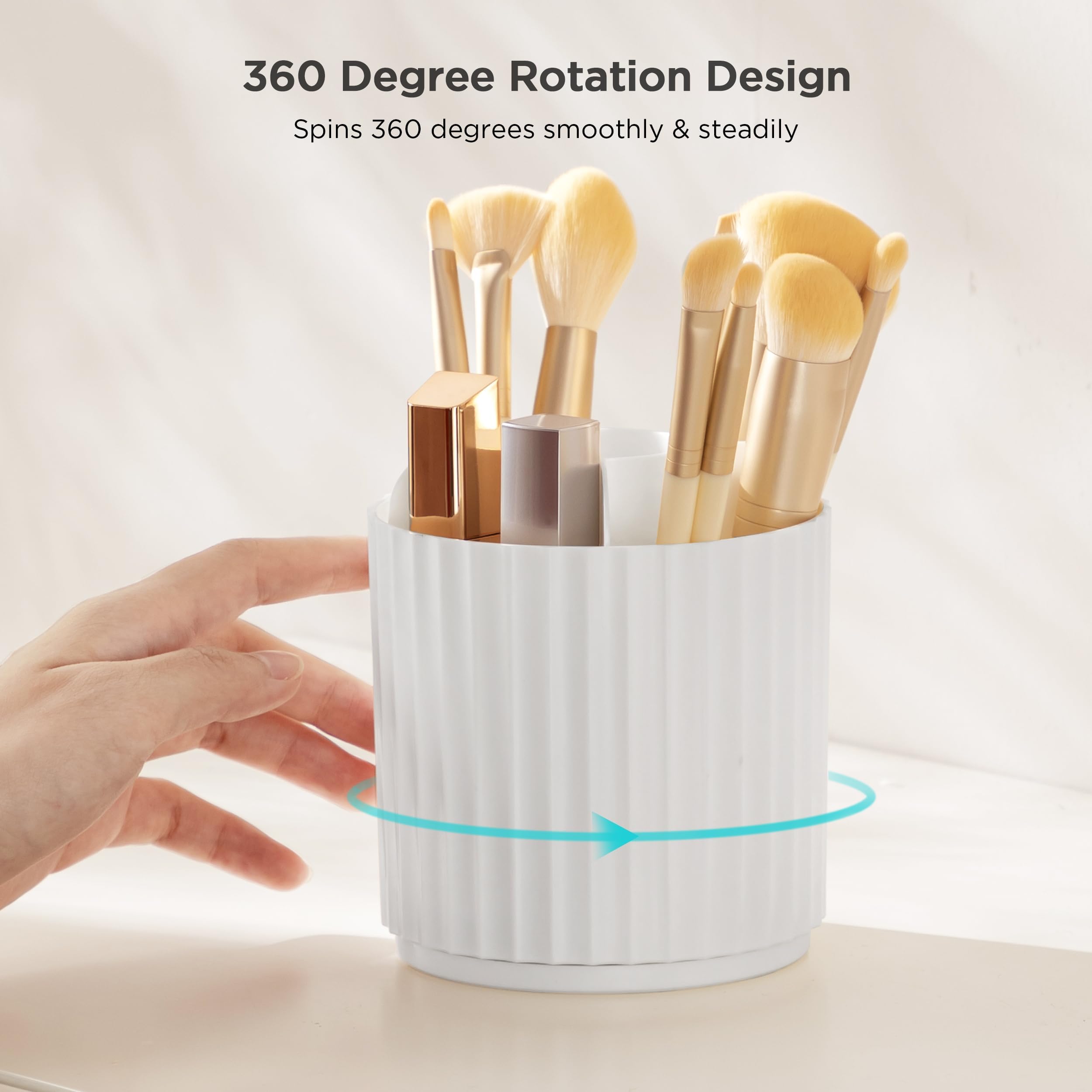 Hblife Makeup Brush Holder 360 Rotating Makeup Brush Organizer With Cover Cosmetic Organizer Dustproof Makeup Brushes Container