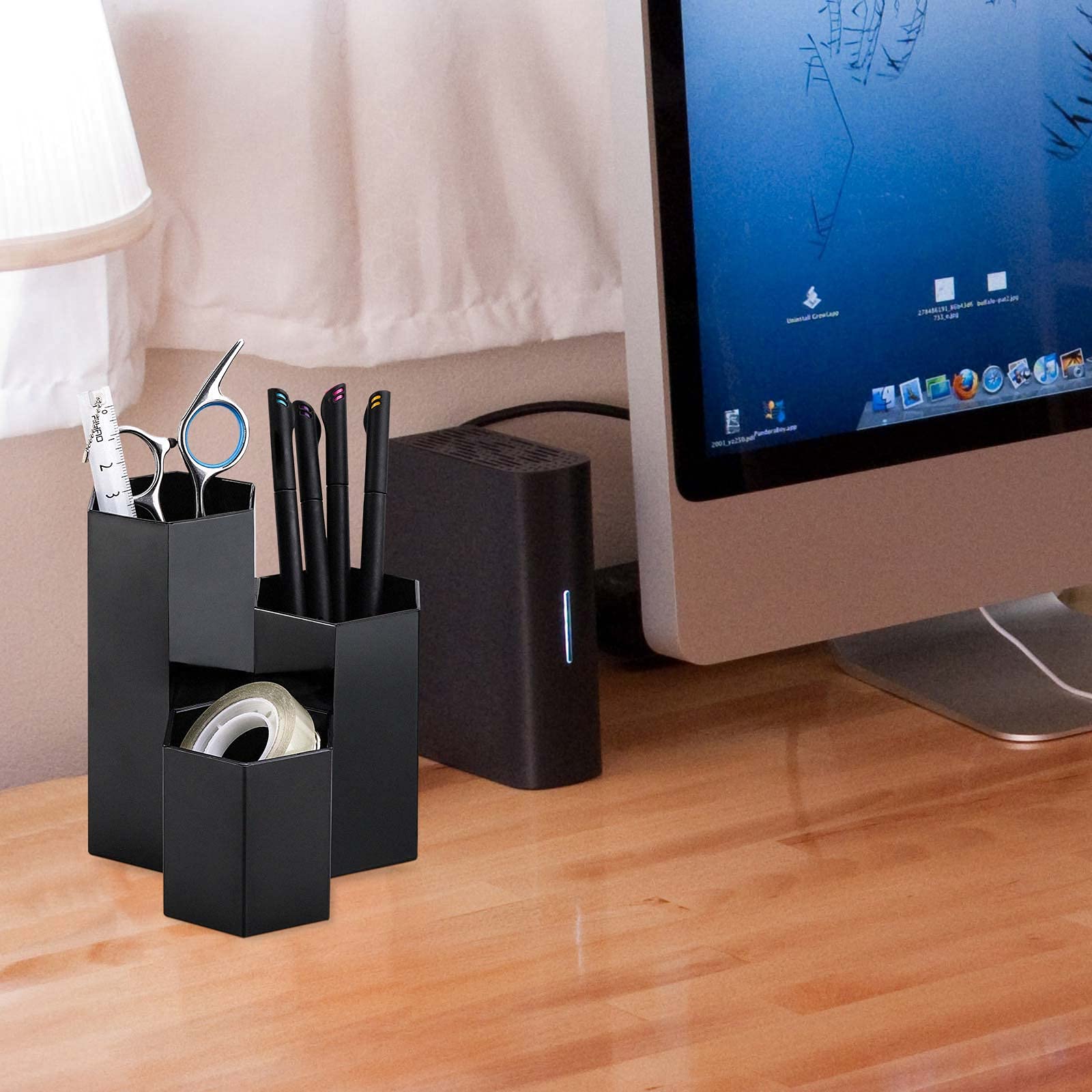 Lovebb Makeup Brush Holder Organizer, 3 Slot Plastic Cosmetics Brushes Pen Storage Solution, Black
