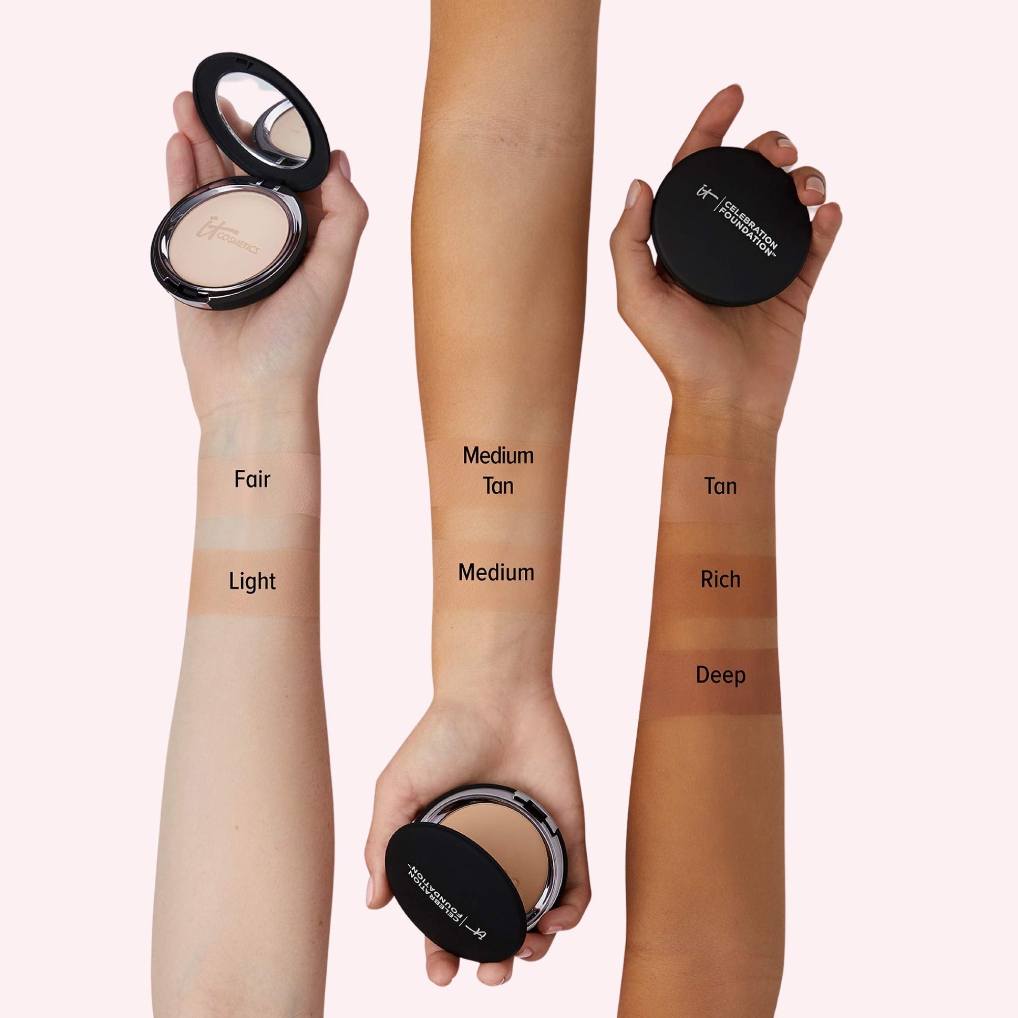 It Cosmetics Celebration Foundation, Medium Tan (W) - Full-Coverage, Anti-Aging Powder Foundation - Blurs Pores, Wrinkles & Impe