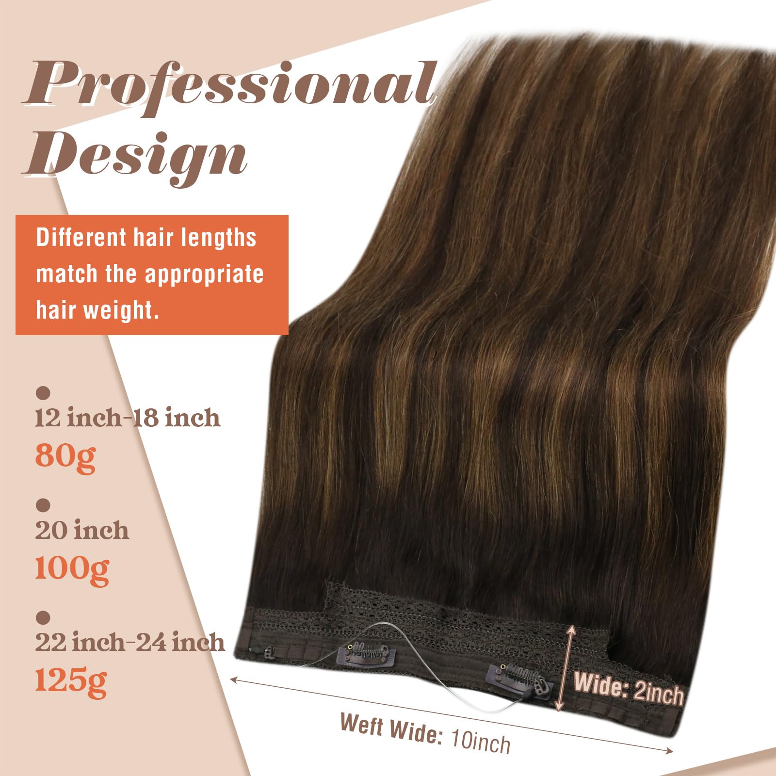 Sunny Wire Hair Extensions Real Human Hair Fish Line Human Hair Extensions Invisible Wire Extensions Darkest Brown Ombre Medium