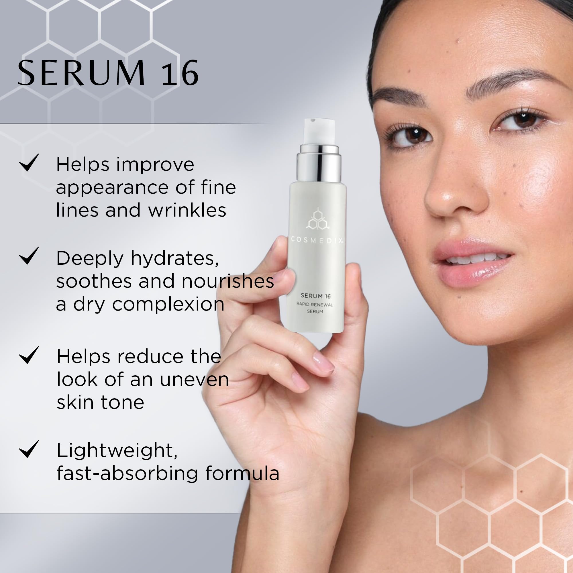 Cosmedix Serum 16 Rapid Renewal Serum With Vitamin E For Smoother, Healthier-Looking Skin & Natural Glow - Moisture-Rich Skin Ca