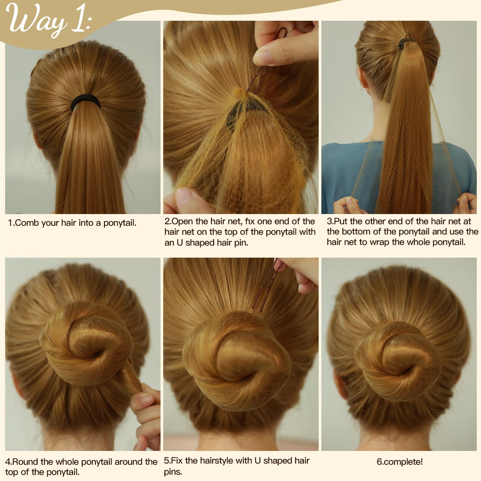 Fandamei 20Pcs Hair Nets For Buns Invisible And 40Pcs U Shaped Hair Pins Set, 20Pcs 50Cm Bun Nets For Ballet Girls And 40Pcs Hai