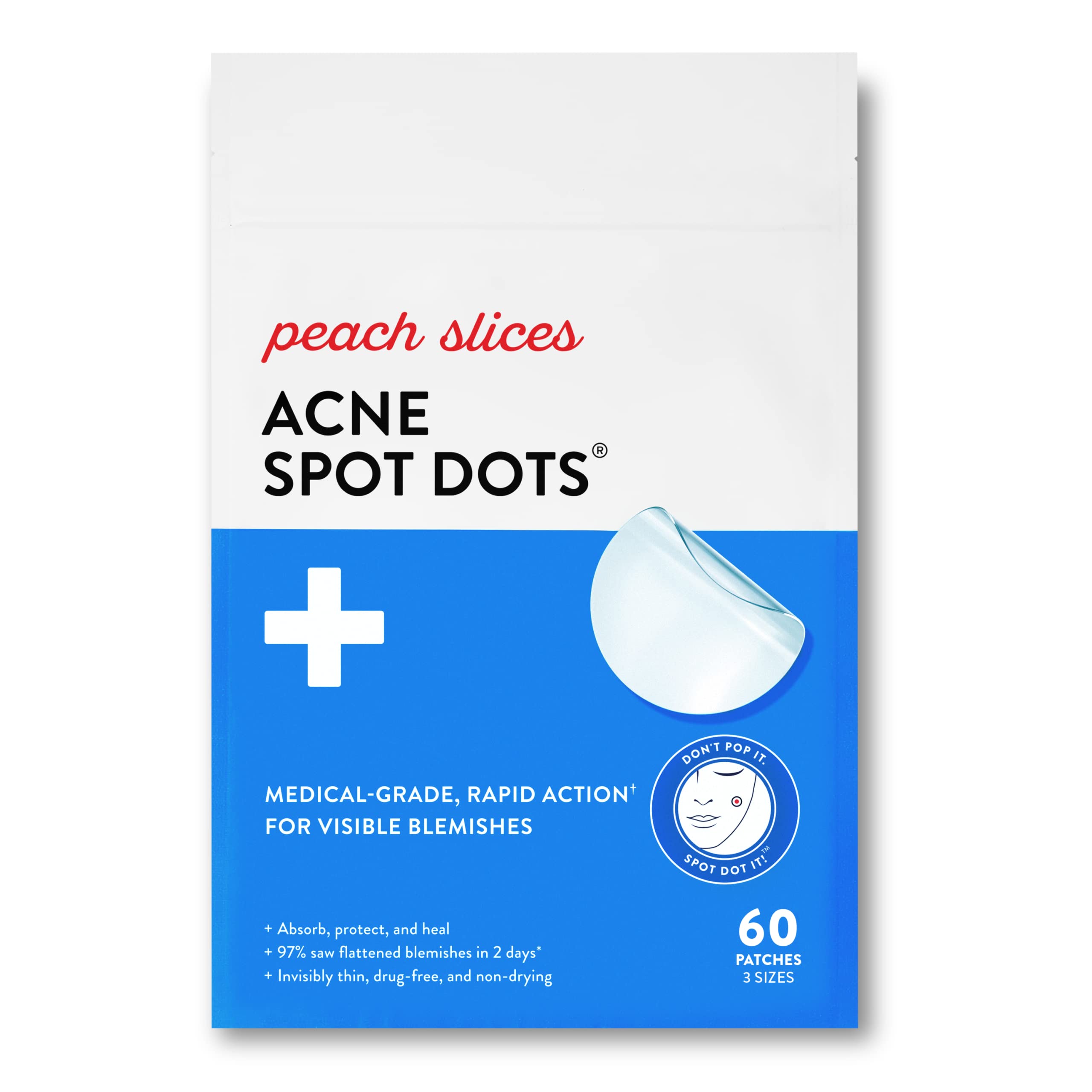 Peach Slices | Acne Spot Dots | Hydrocolloid Acne Patches | For Zits, Blemishes, & Breakouts | Vegan | Cruelty-Free | Pimple Pat