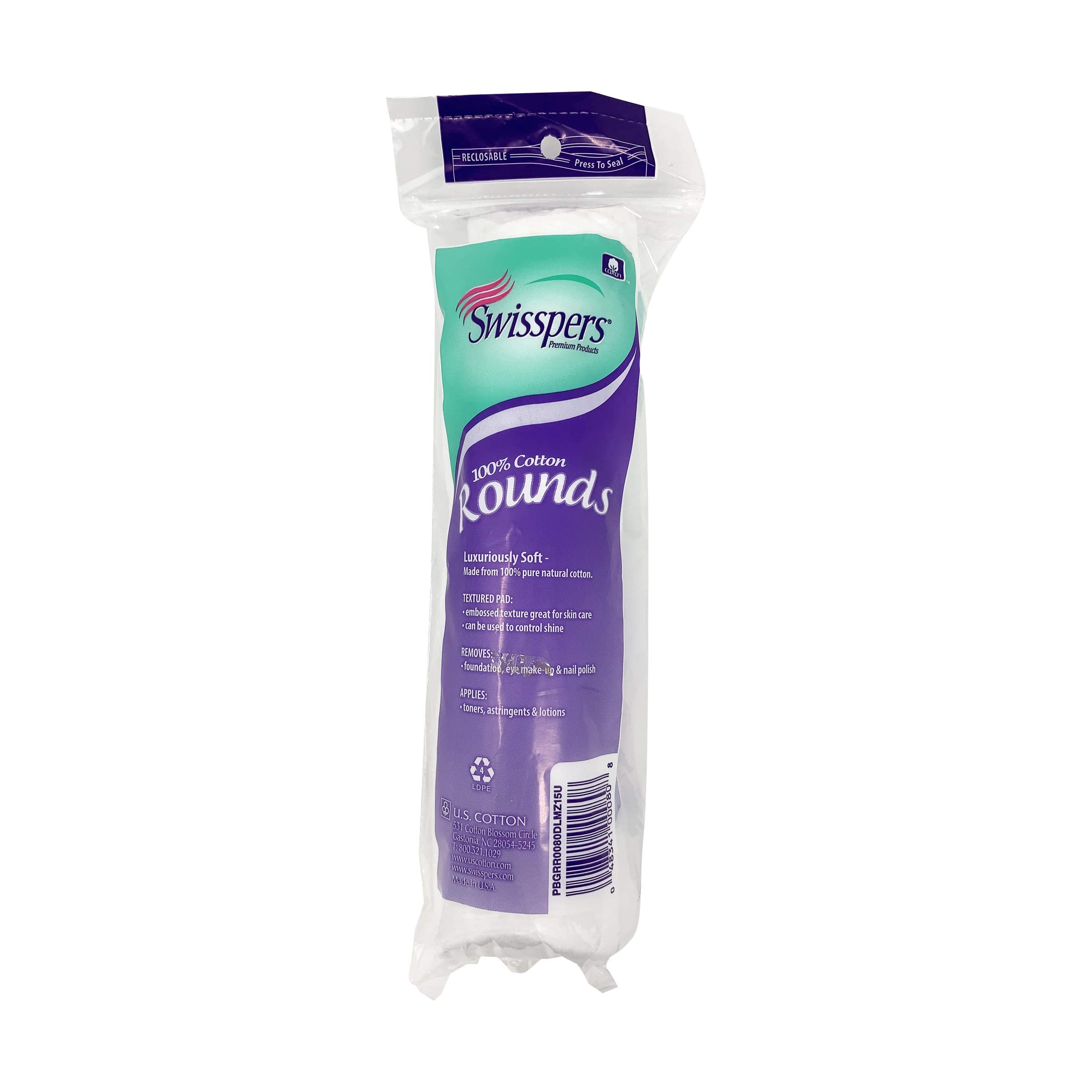 Swisspers Cotton Rounds 80 Count 100% Cotton (3 Pack)