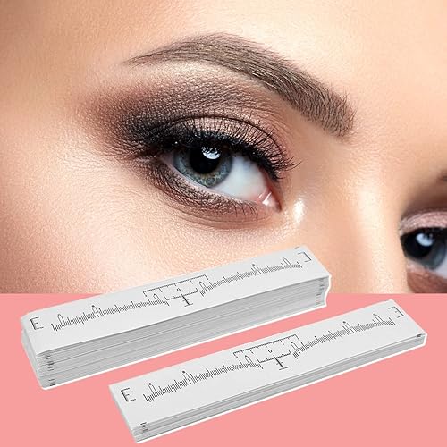 100 Pack Eyebrow Ruler, KINGMAS Disposable Brow Ruler Microblading Adhesive Eyebrow Sticker Stencil Guide Measuring Tool