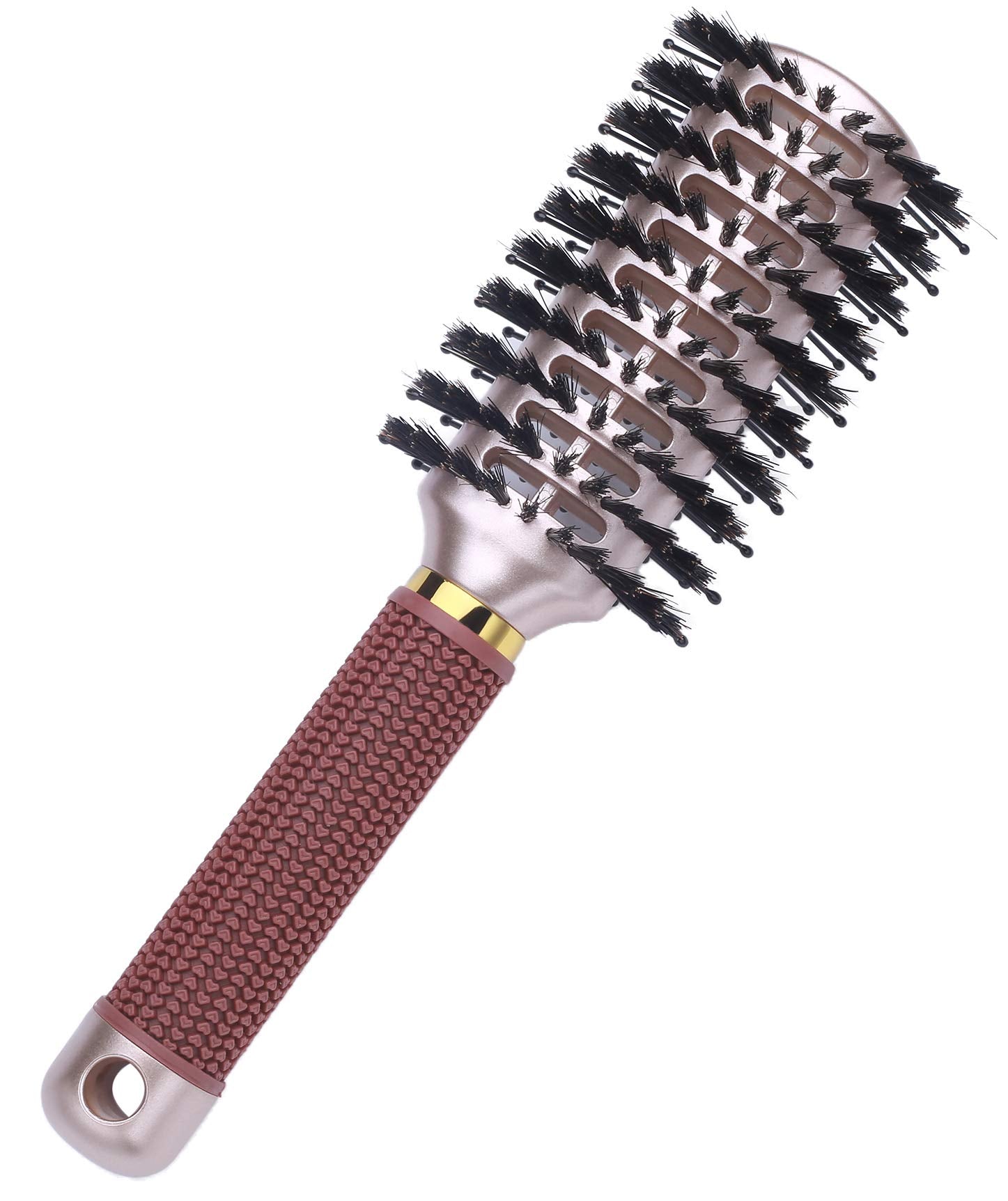 Perfehair Oval Styling Vent Hair Brush For Blow Drying, Double Sided Boar And Nylon Bristle Brush For Medium Short Length Hair