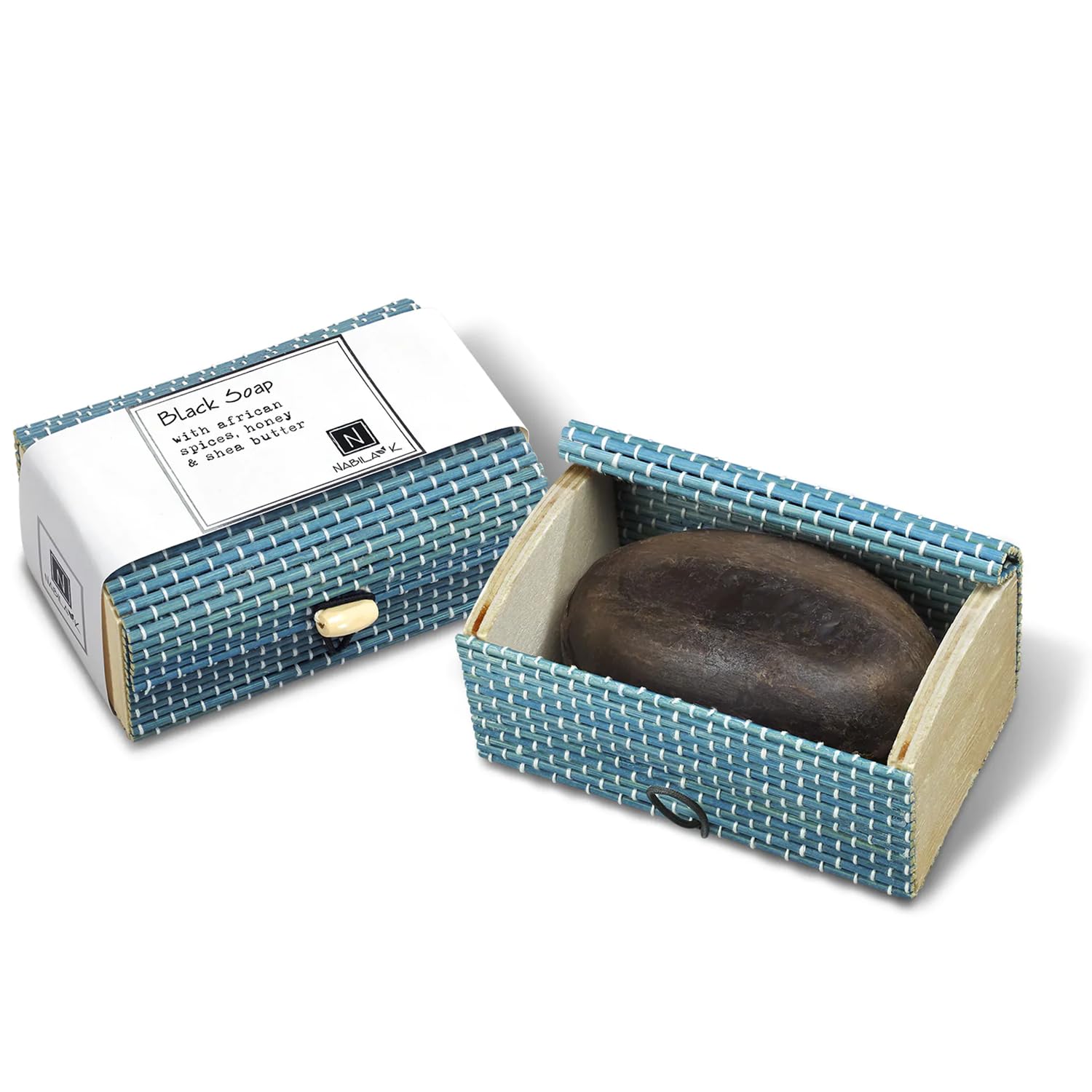 Nabila K - Black Soap Bar - African Spices, Honey & Shea Butter - Oily & Acne Prone Skin - All Purpose Face & Body Wash - Hand S