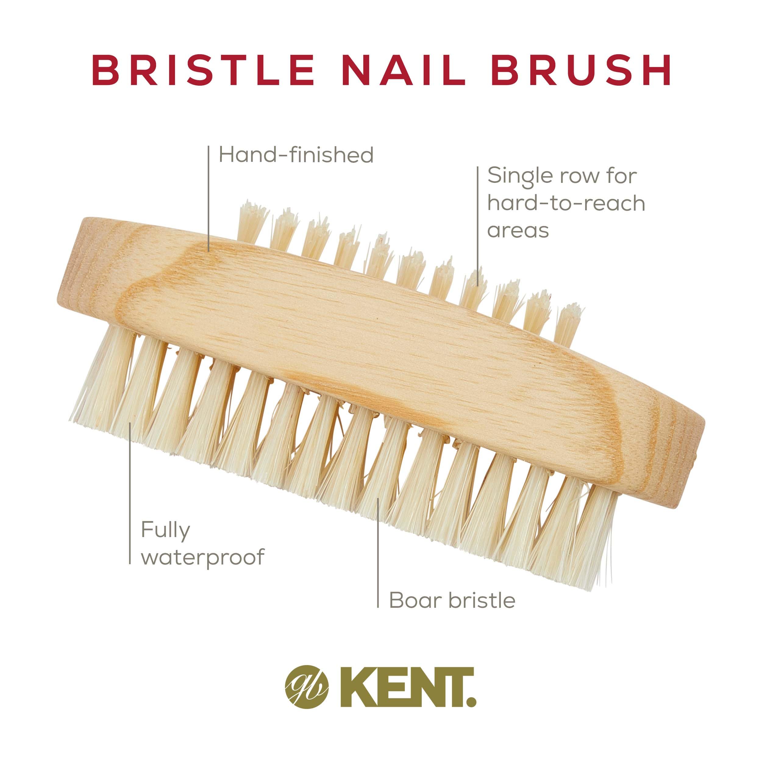 Kent NB3 Natural Bristle Fingernail Brush and Hand Scrub Brush for Nails. Beechwood Finger Nail Brush to Clean Nails and Nail Sc