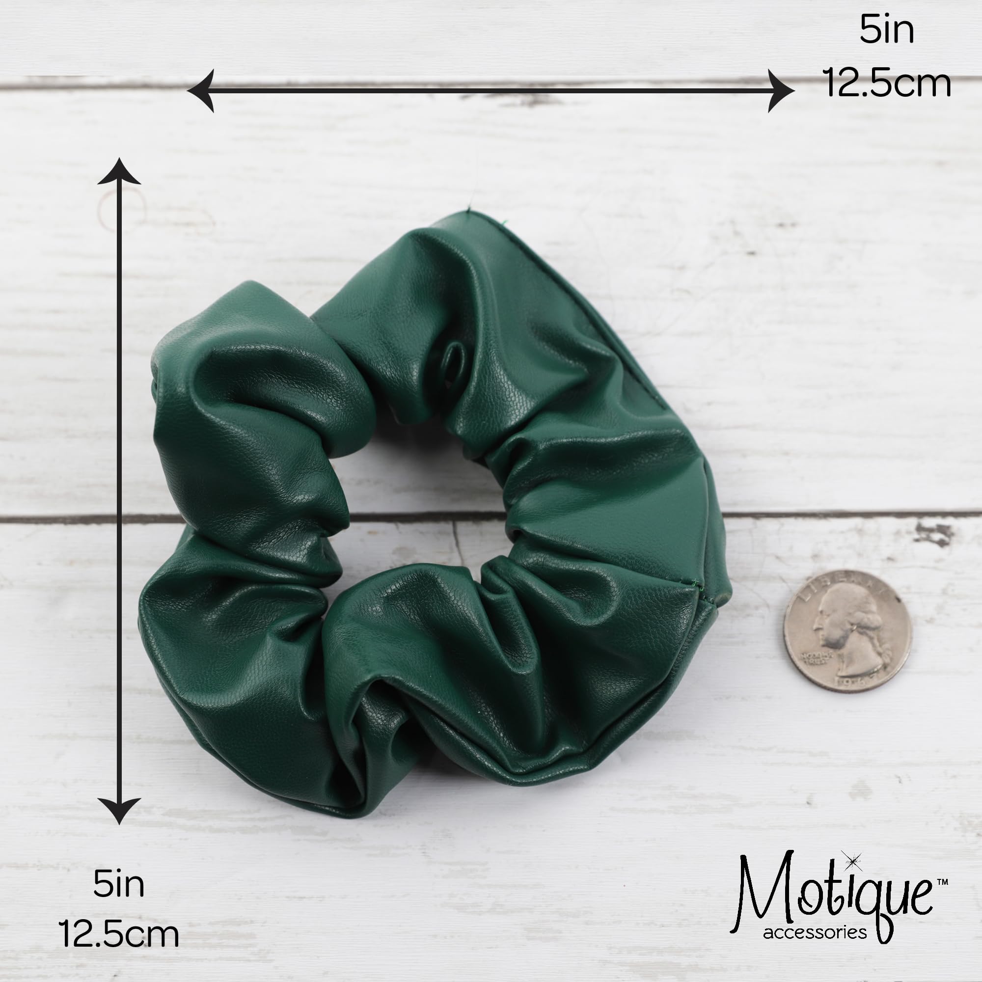 Vegan Leather Look Scrunchie (Dark Green)