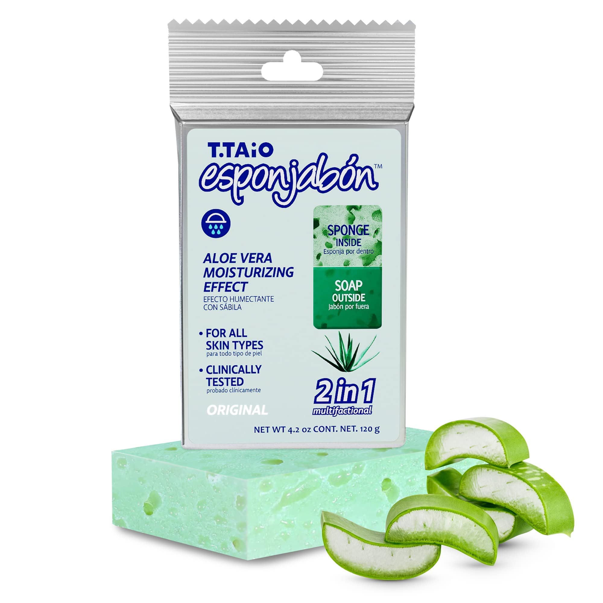 T.Taio Esponjabon Charcoal Soap Sponge - Cleansing Shower Scrubber - Cleaning Bath Wash Scrub - Oil Removal - Massage & Lather F