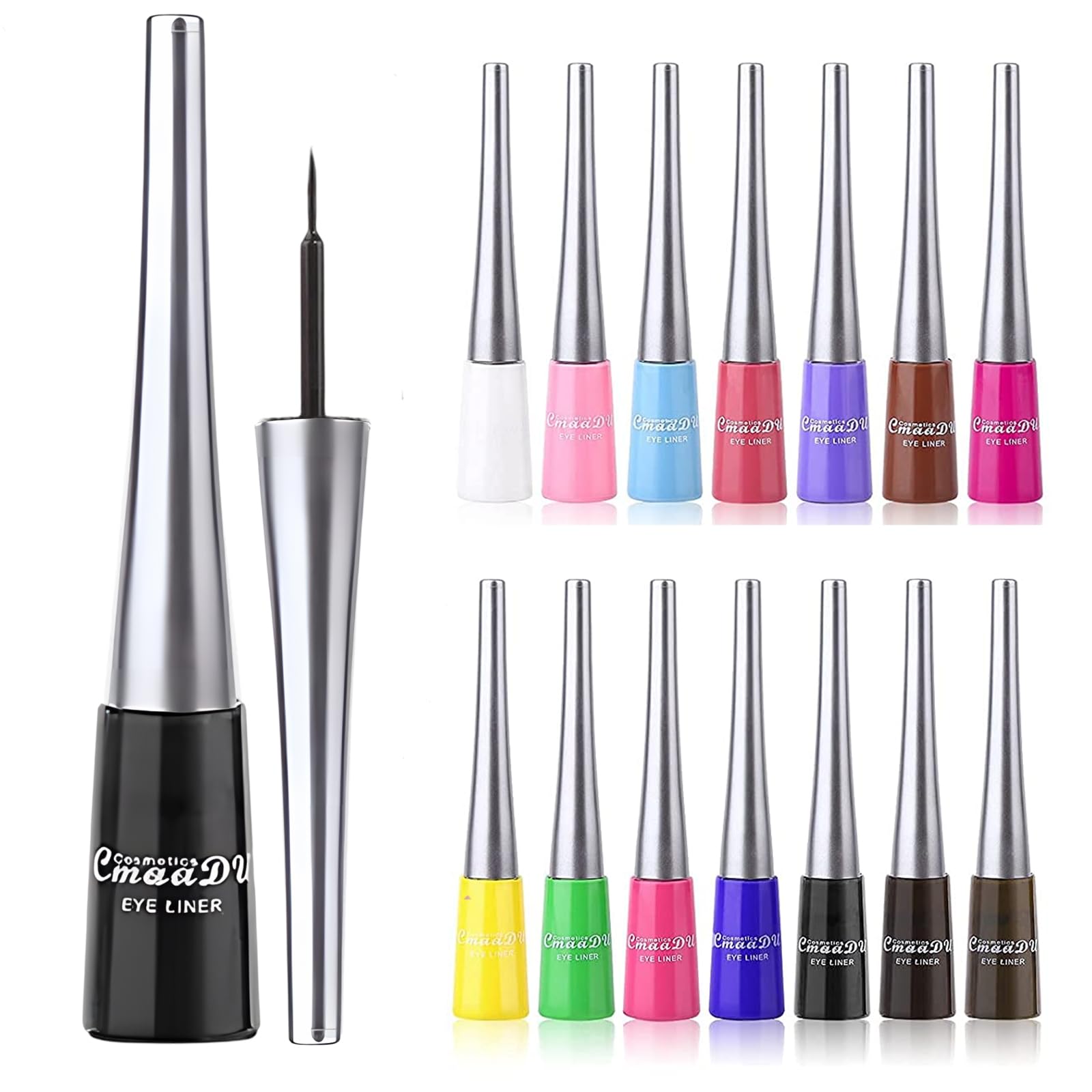 CHARMCODE 14 Colored Eyeliners - Liquid Color Eyeliner Highly Pigmented - White Eyeliner - Liquid Liner Coloful Set - Vivid Matt