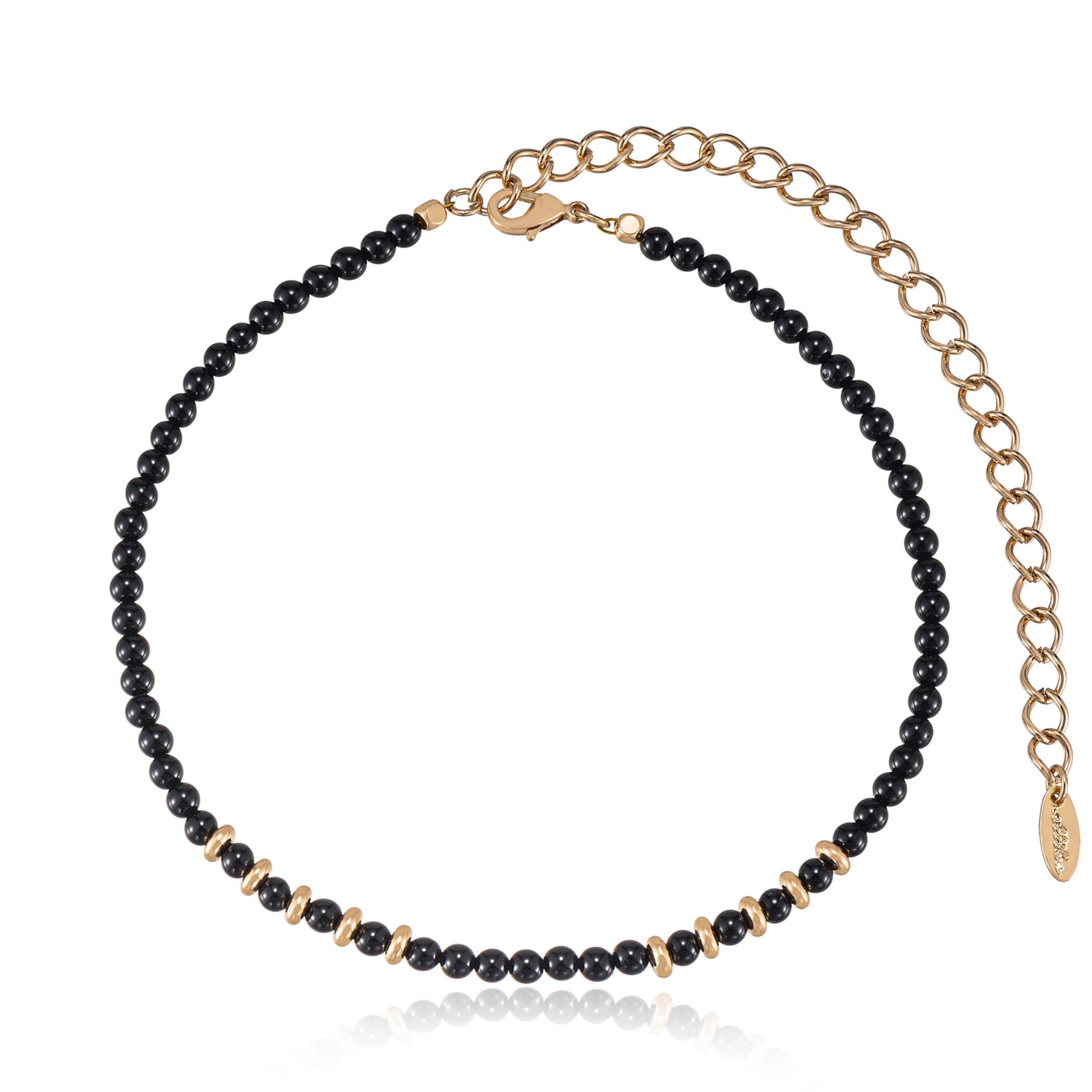 Ettika Still Surprise You Onyx and Gold Choker Necklace, 10.5 + 4 Extender