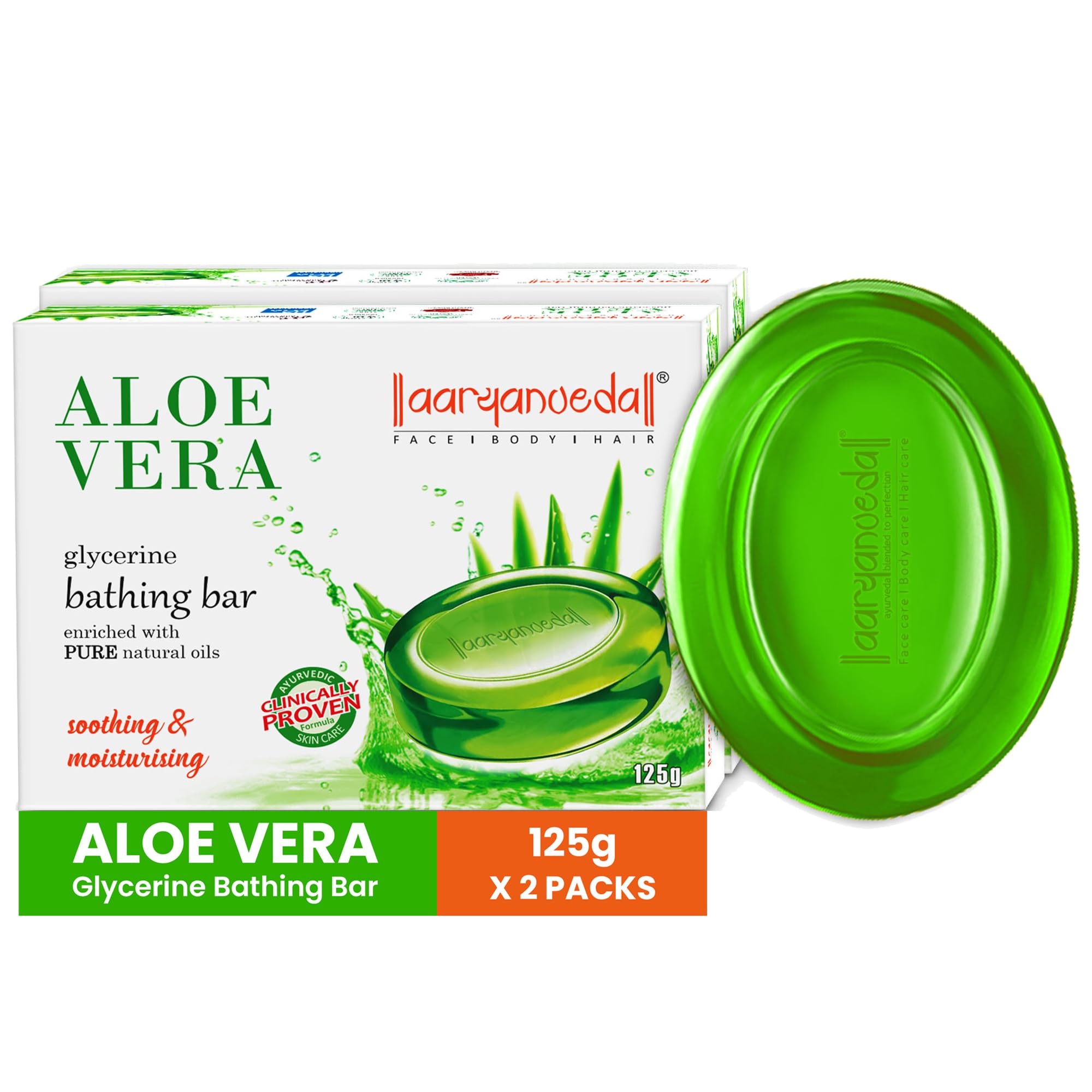 Aryanveda Aloe Vera & Glycerine Bathing Bar  Moisturizing & Soothing Soap | Enriched With Pure Natural Oils | Gentle On Skin | 
