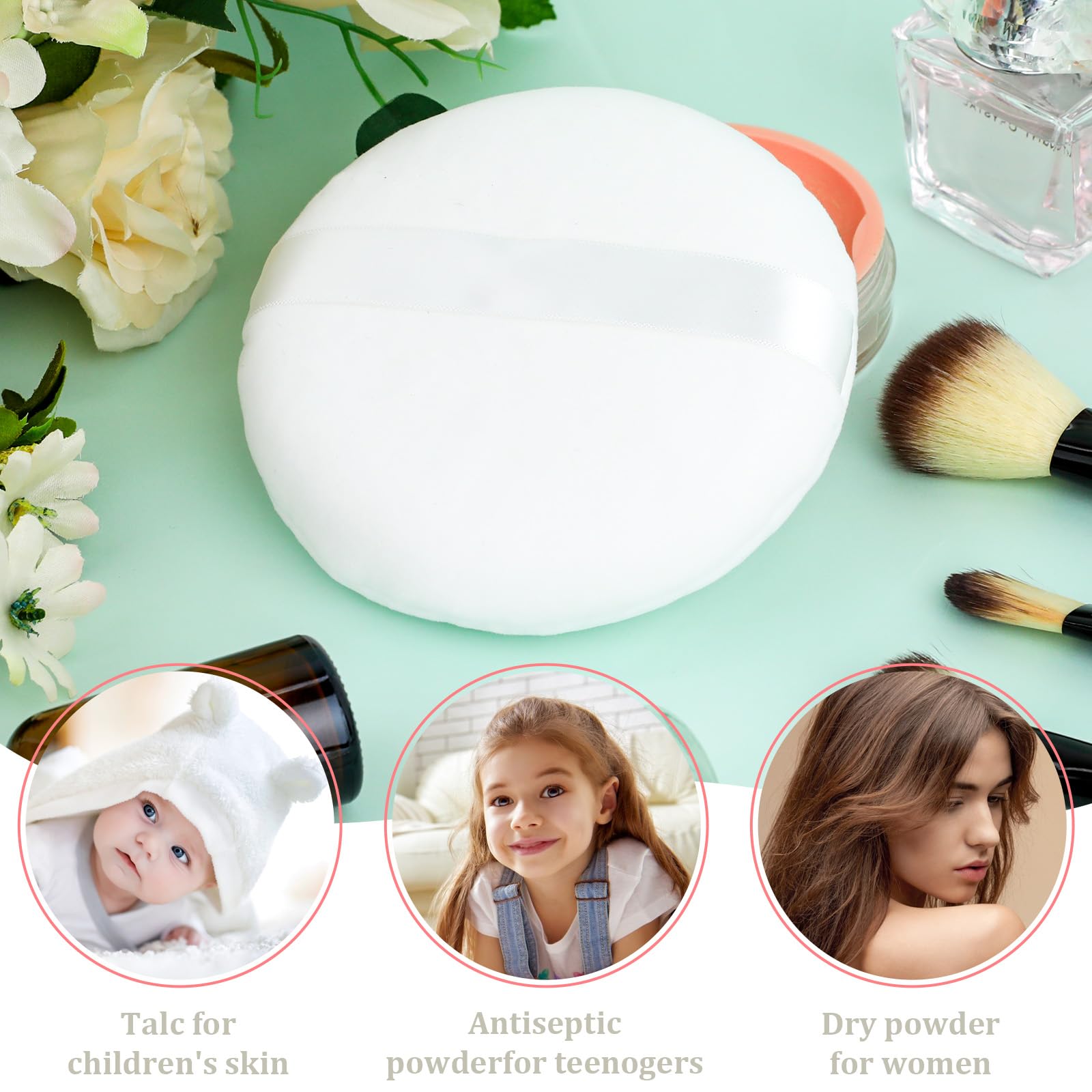 1 Pack 5 Inch Large Powder Puff for Face Powder, Ultra Soft Washable Loose Powder Puff Round Blending Sponge Puff Setting Powder