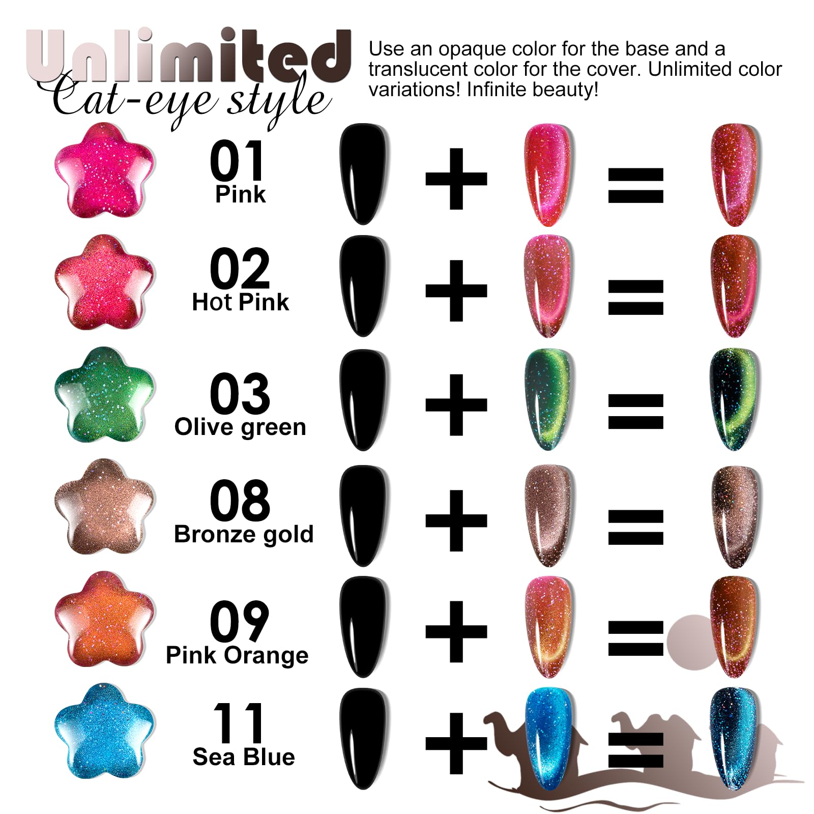 Nxj Infilila Cat Eye Gel Nail Polish,15Ml Holographic Cat Eye Gel Polish, Gold Glitter Cat Eye Polish Magnetic Reflective Hema F
