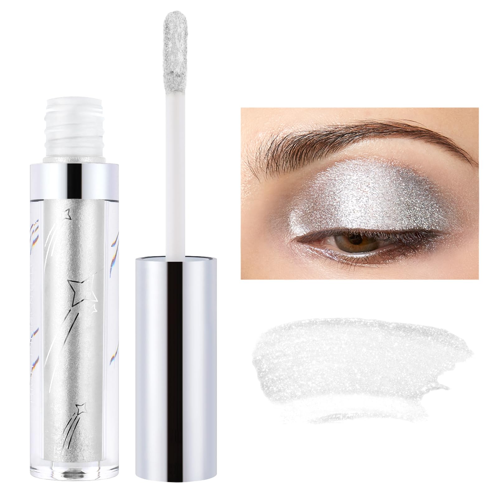 Hotiary Glitter Liquid Eyeshadow Metallic Pigments Shimmer Makeup Metals Gloss For Eyes Eyeliners Sparkling Eye Shadow Shiny Pen