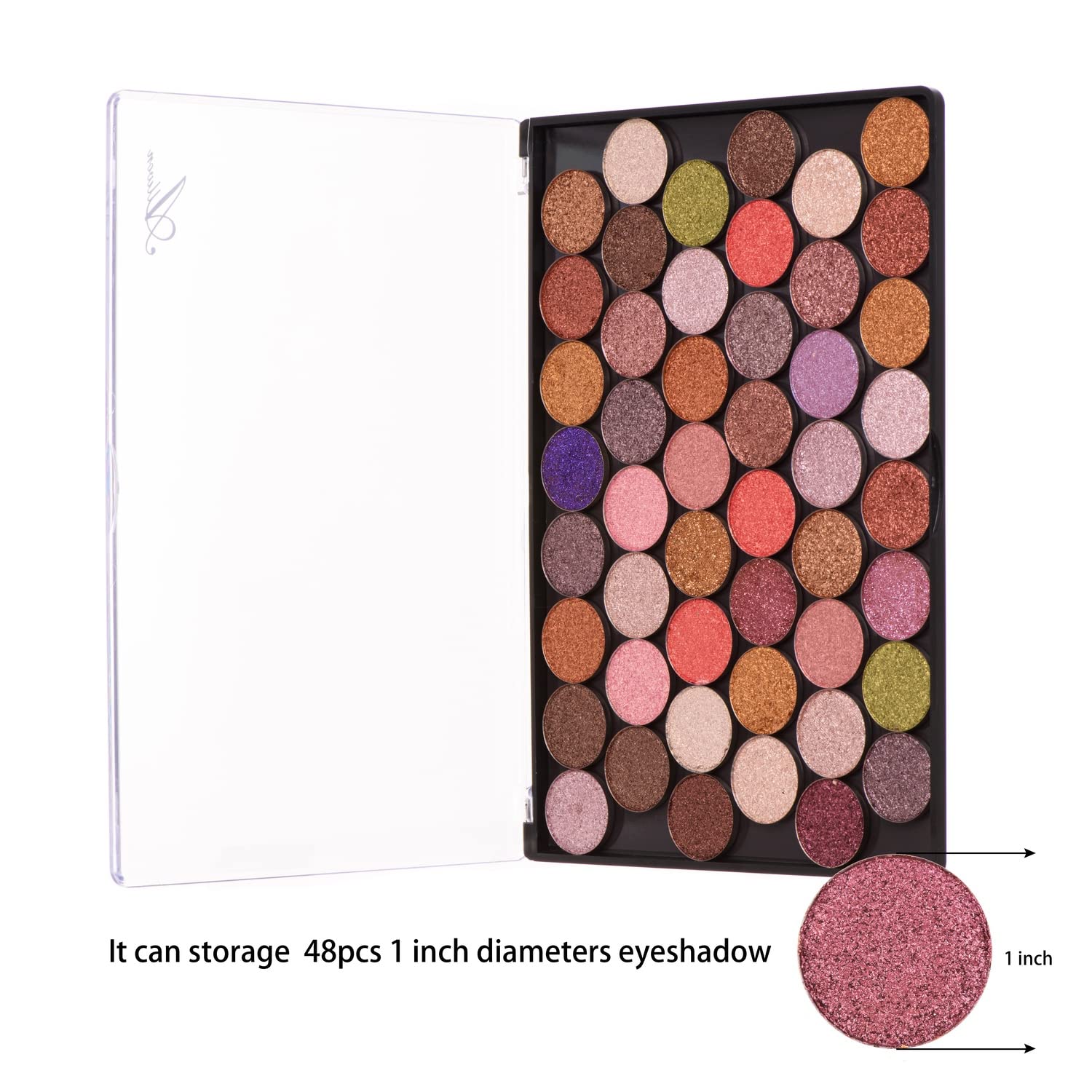 Allwon Large Empty Magnetic Transparent Plastic Makeup Palette For Eyeshadow Lipstick Blush Powder