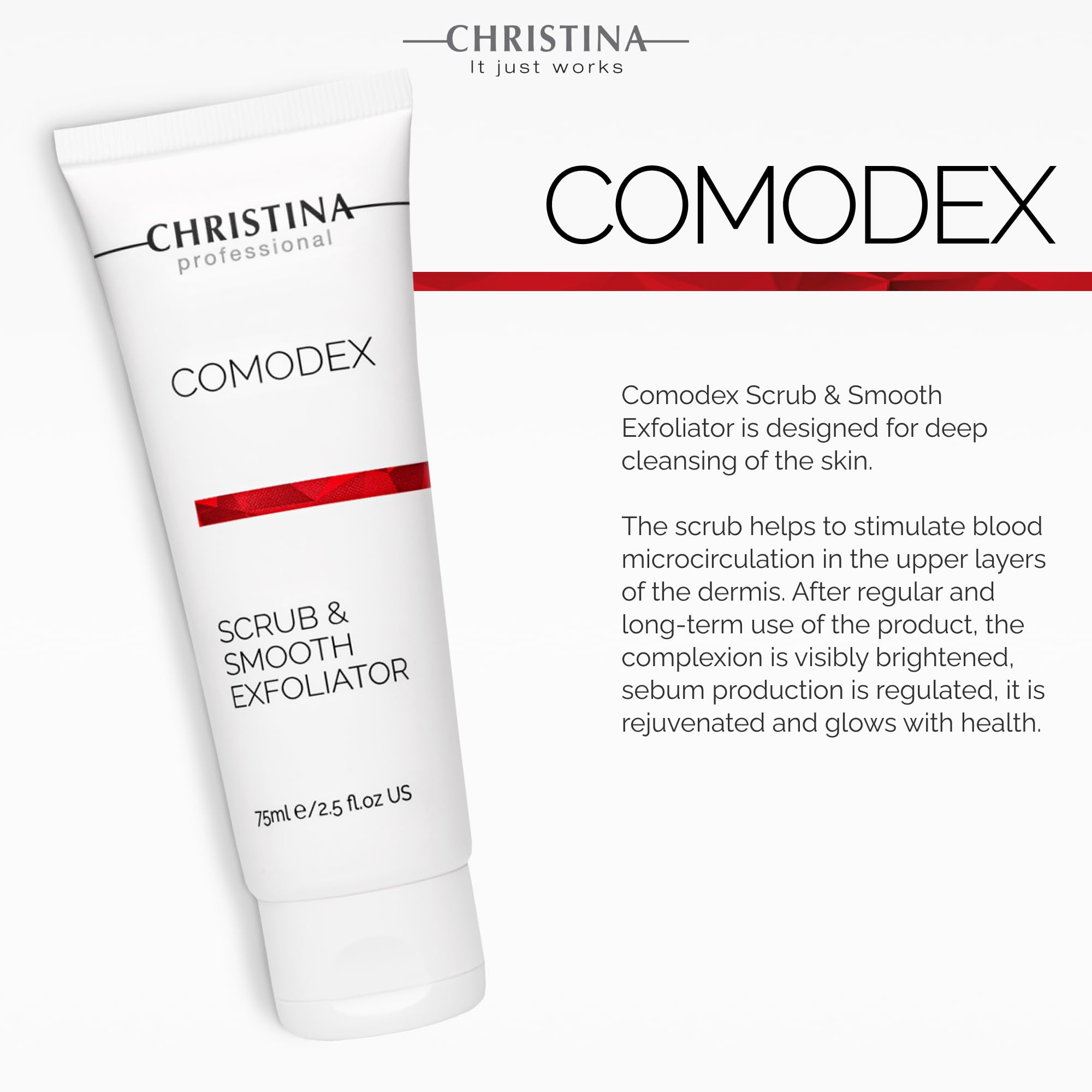 Christina Comodex Scrub & Smooth Face Exfoliator | Fights Oiliness, Visible Pores and Dark Spots | Exfoliate for face Removes Di