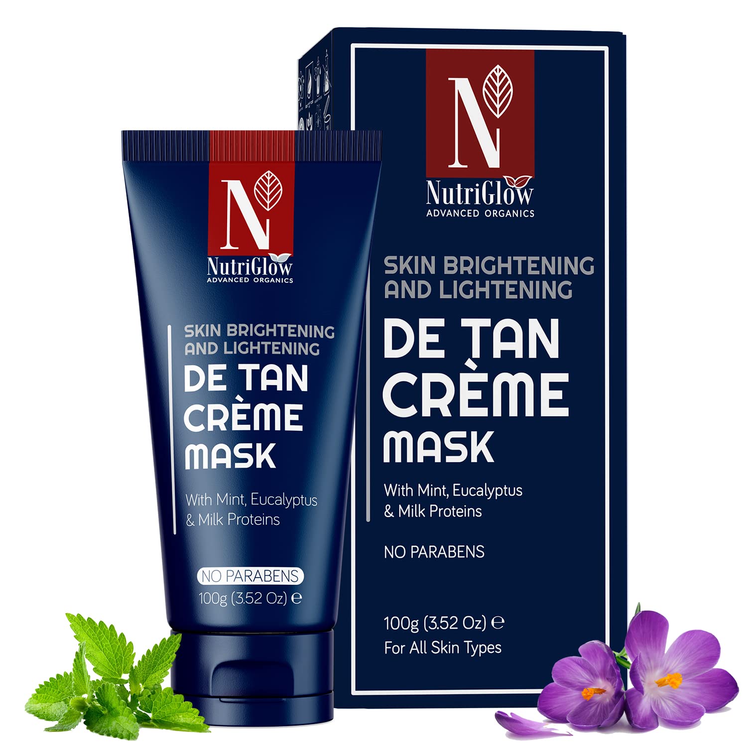 Nutriglow Advanced Organics De Tan Cream Mask Skin Lightning All Skin Types, 100 G