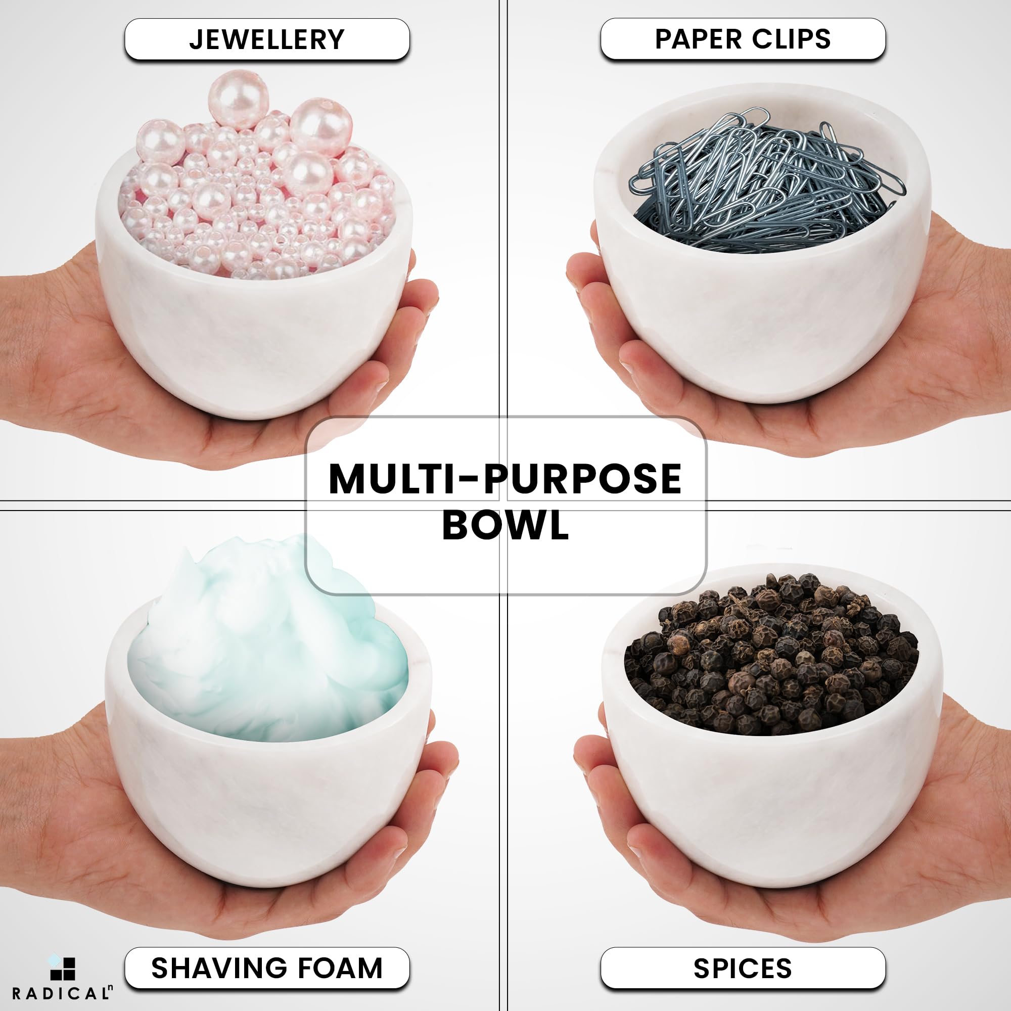 Radicaln Marble Shaving Cream Bowl White 4' X 3' Inches Bathroom Accessories Handmade Shaving Kit Bowl - Barber Supplies For Org